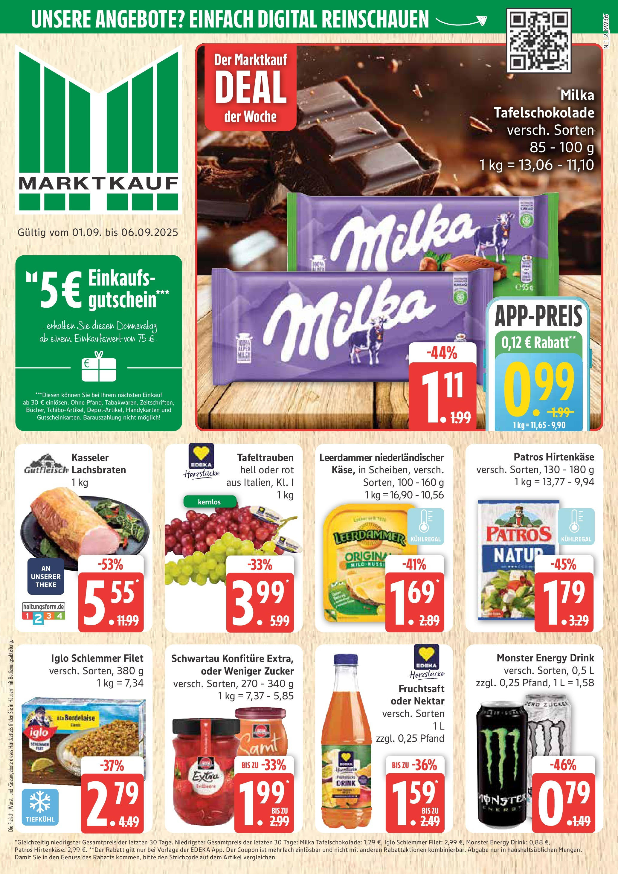 Marktkauf - Marktkauf: Wochenangebote (ab 01.09.2025) » Angebote ab Montag | Seite: 1 | Produkte: Theke, Patros, Leerdammer, Monster Marktkauf - Marktkauf: Wochenangebote (ab 01.09.2025) » Angebote online | Seite: 1 | Produkte: Theke, Patros, Leerdammer, Monster