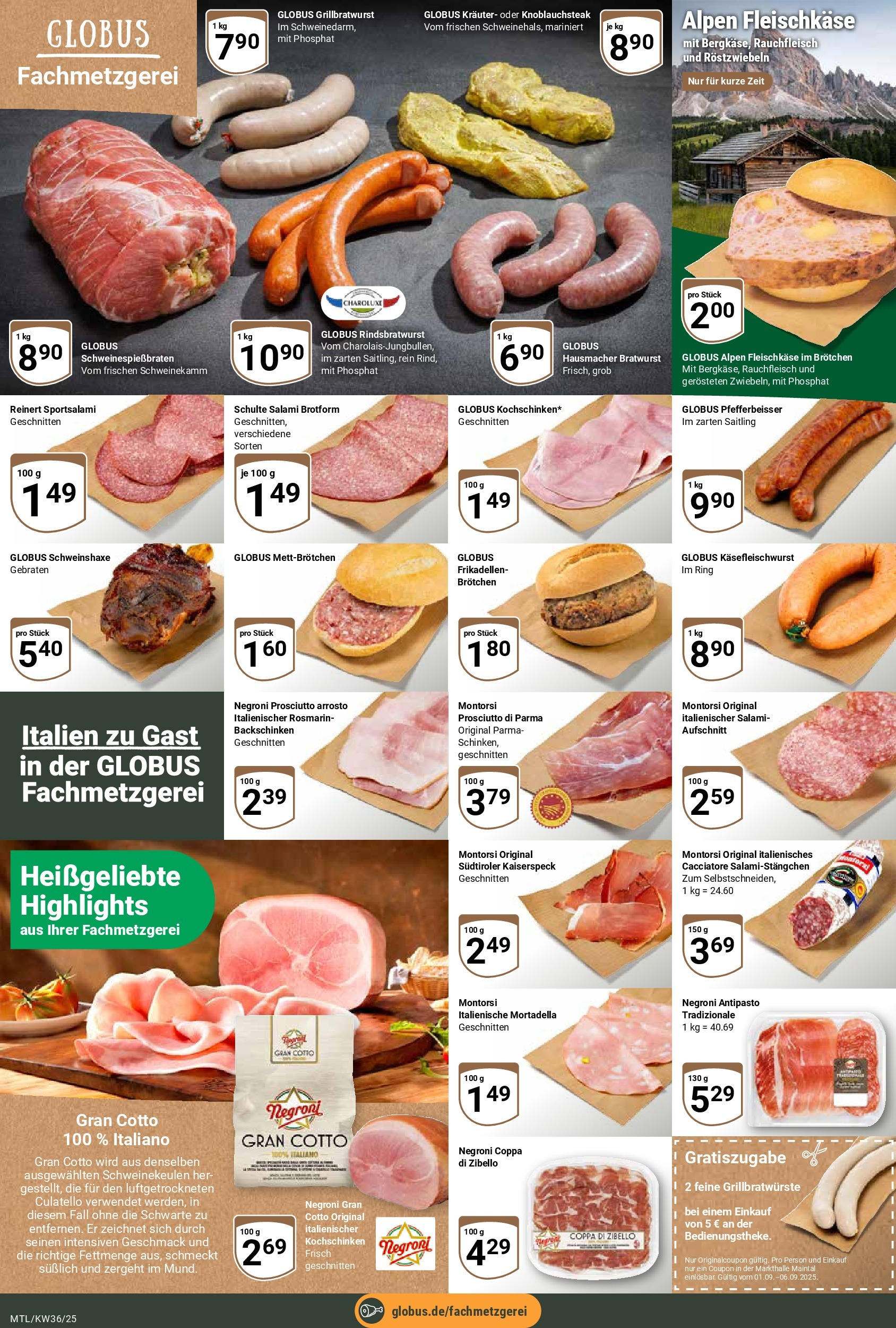 Globus prospekt Maintal-Dörnigheim (ab 01.09.2025) » Angebote ab Montag | Seite: 9 | Produkte: Bratwurst, Salami Globus prospekt Maintal-Dörnigheim (ab 01.09.2025) » Angebote online | Seite: 9 | Produkte: Bratwurst, Salami