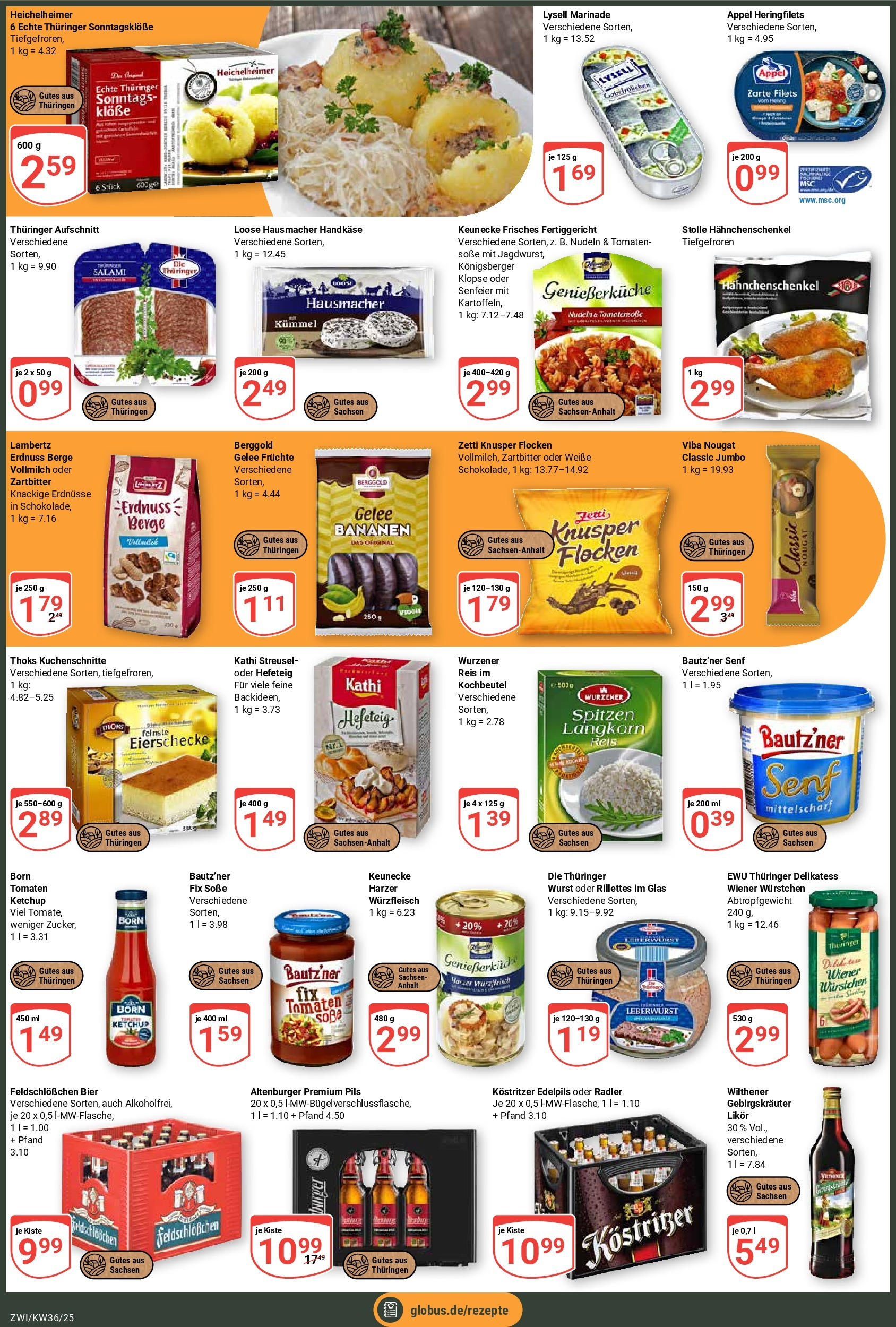 Globus prospekt Zwickau	 (ab 01.09.2025) » Angebote online | Seite: 2 | Produkte: Erdnüsse, Hahnchenschenkel, Kostritzer, Reis
