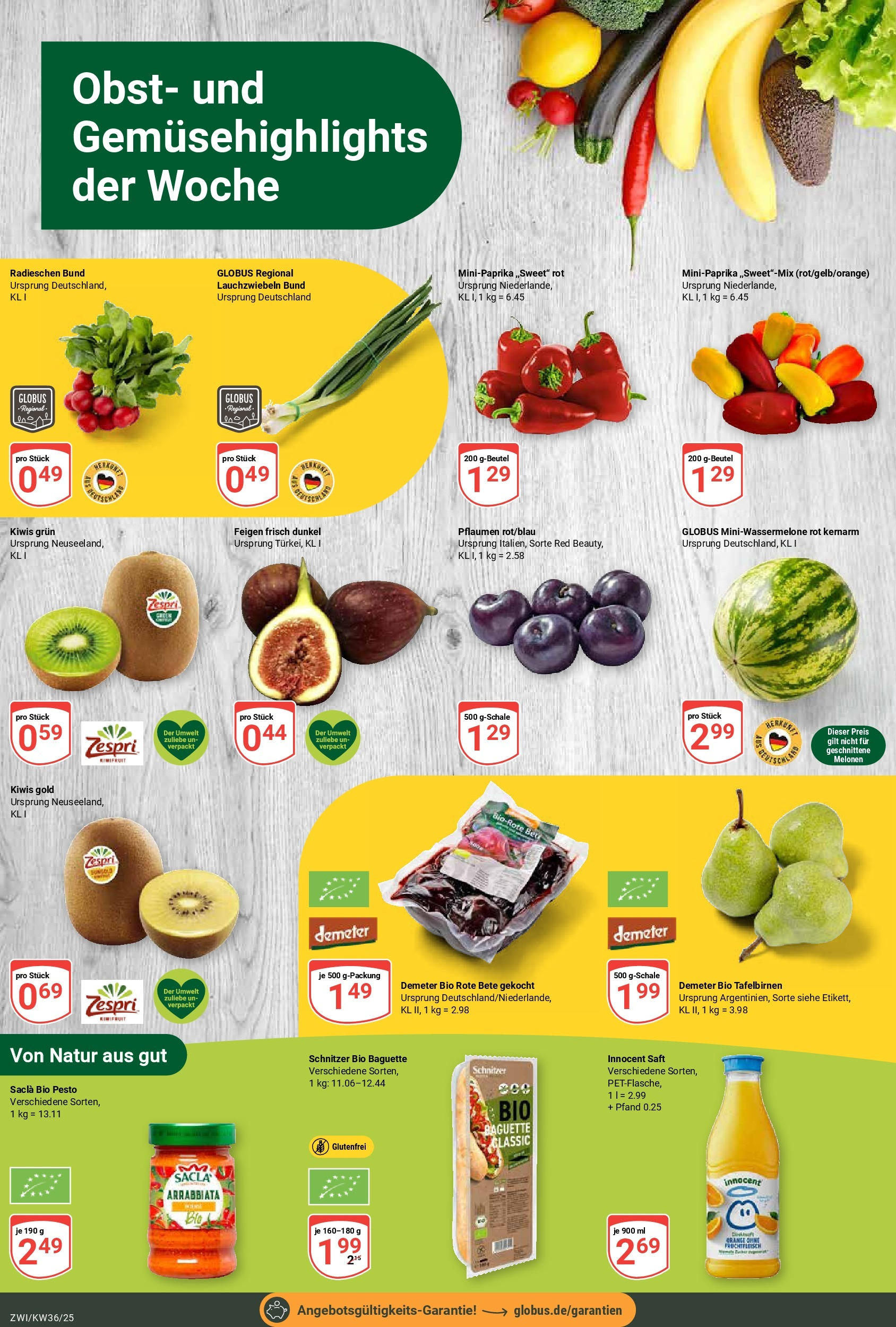 Globus prospekt Zwickau	 (ab 01.09.2025) » Angebote online | Seite: 7 | Produkte: Pflaumen, Baguette, Obst, Saft
