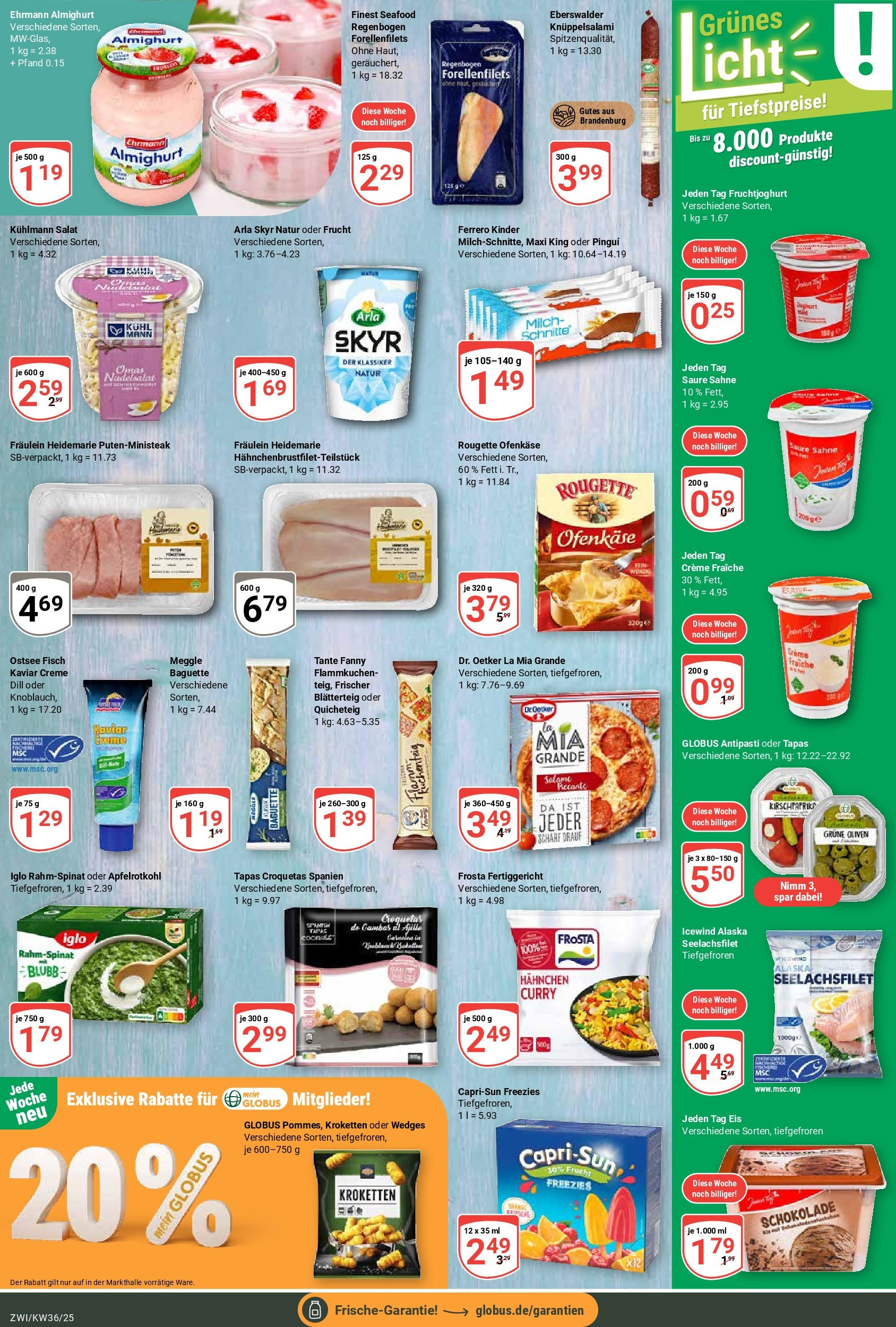 Globus prospekt Zwickau	 (ab 01.09.2025) » Angebote online | Seite: 11 | Produkte: Ehrmann almighurt, Milch, Baguette, Rougette ofenkase