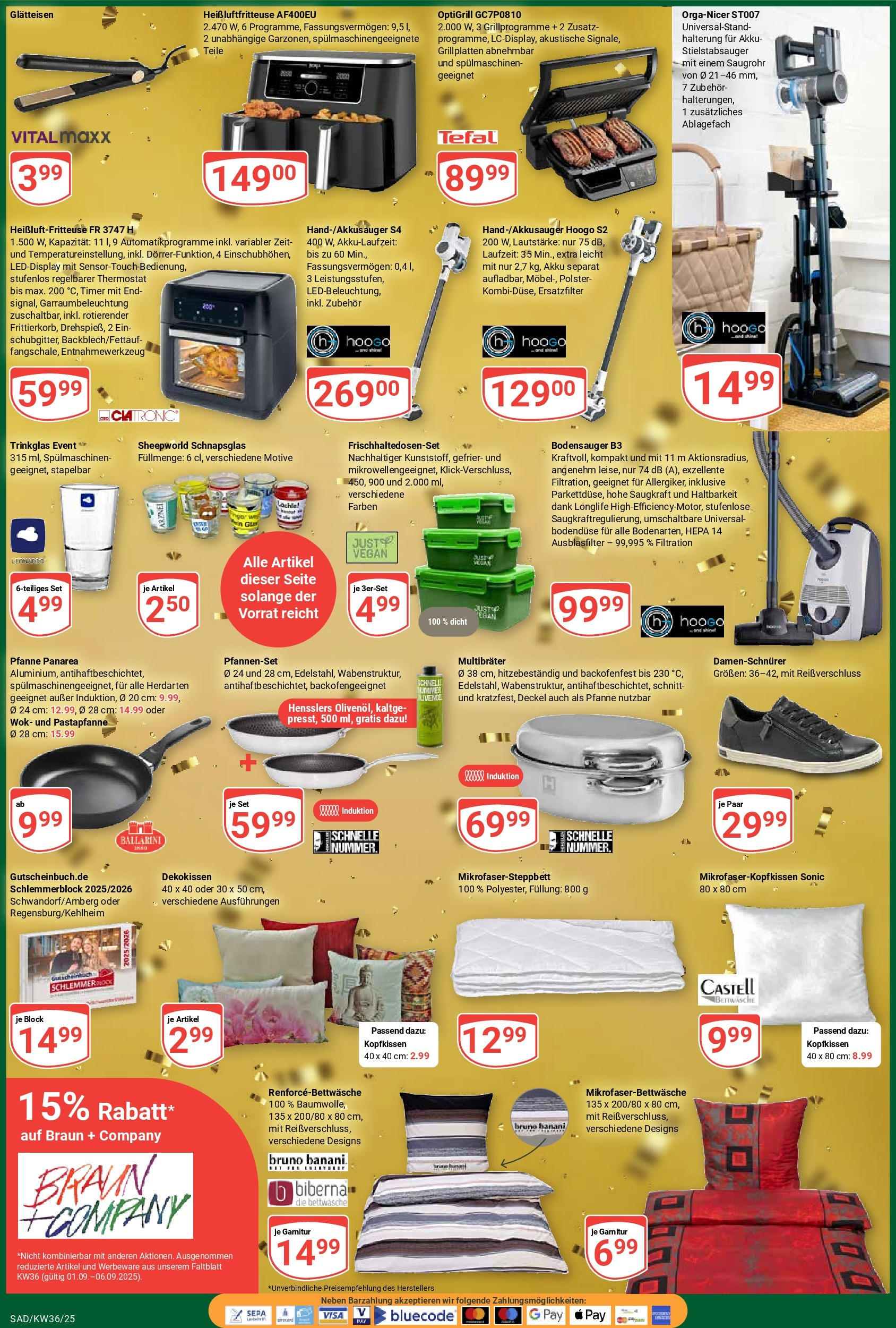 Globus prospekt Schwandorf	 (ab 01.09.2025) » Angebote online | Seite: 4 | Produkte: Bettwäsche, Glätteisen, Wok, Heißluftfritteuse