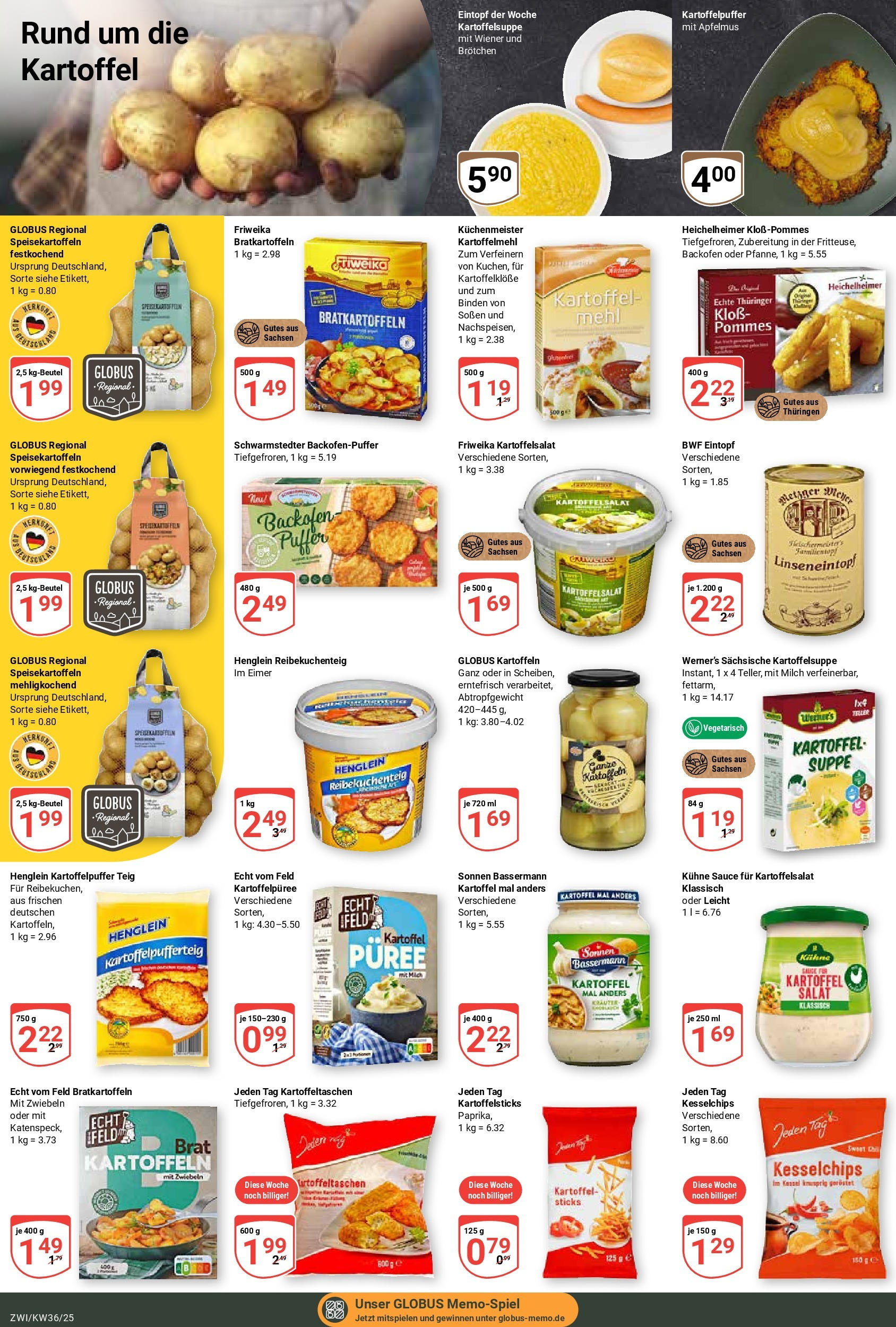 Globus prospekt Zwickau	 (ab 01.09.2025) » Angebote online | Seite: 18 | Produkte: Milch, Kartoffeln, Backofen, Salat