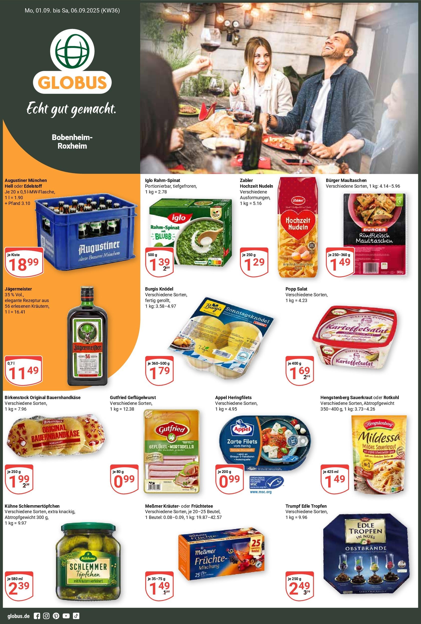 Globus prospekt Bobenheim-Roxheim	 (ab 01.09.2025) » Angebote online | Seite: 1 | Produkte: Rotkohl, Messmer, Iglo, Rindfleisch