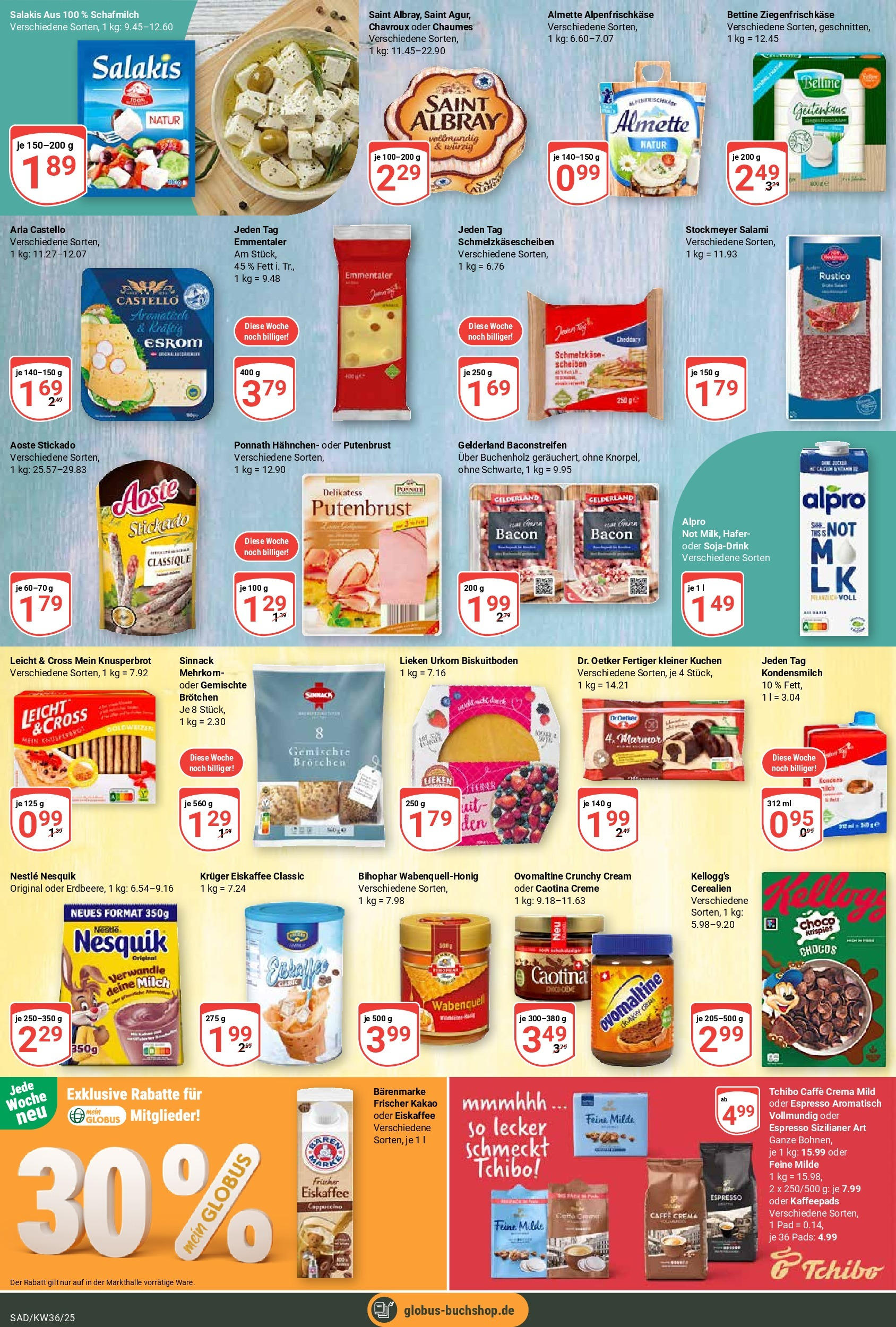 Globus prospekt Schwandorf	 (ab 01.09.2025) » Angebote online | Seite: 14 | Produkte: Kaffeepads, Hahnchen, Alpro, Kuchen