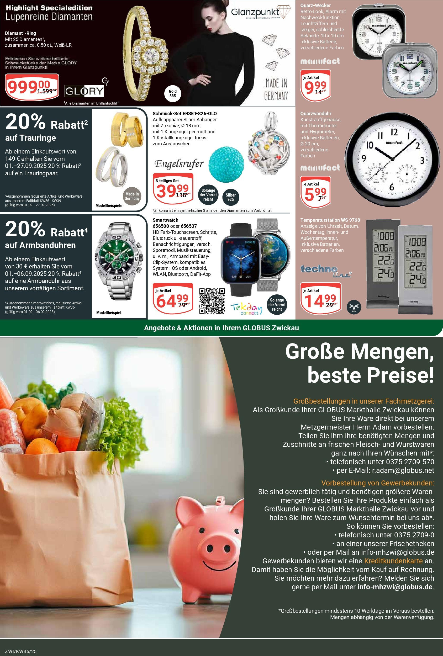 Globus prospekt Zwickau	 (ab 01.09.2025) » Angebote online | Seite: 26 | Produkte: Thermometer, Smartwatch, Fleisch