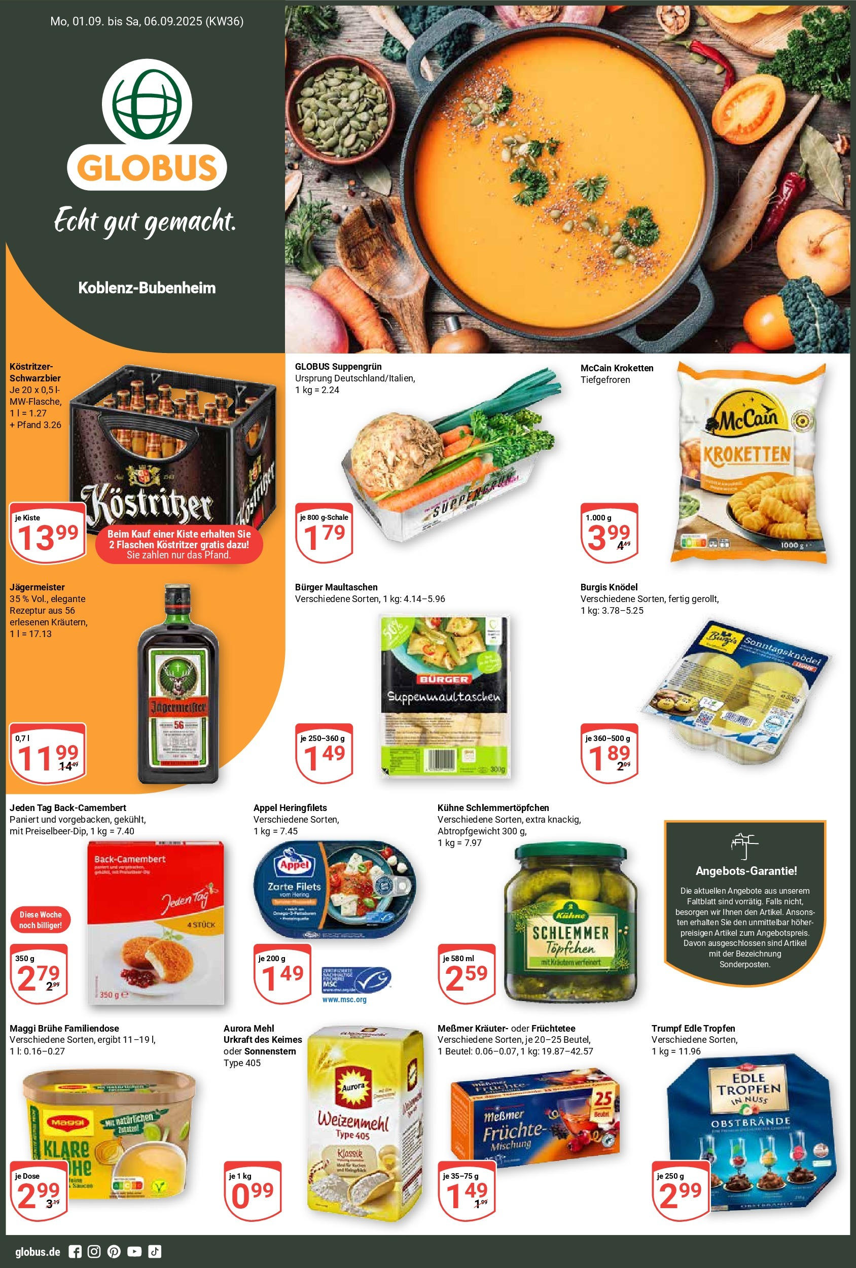 Globus prospekt Koblenz-Bubenheim (ab 01.09.2025) » Angebote ab Montag | Seite: 1 | Produkte: Maggi, Burger, Jägermeister, Maultaschen Globus prospekt Koblenz-Bubenheim (ab 01.09.2025) » Angebote online | Seite: 1 | Produkte: Maggi, Burger, Jägermeister, Maultaschen