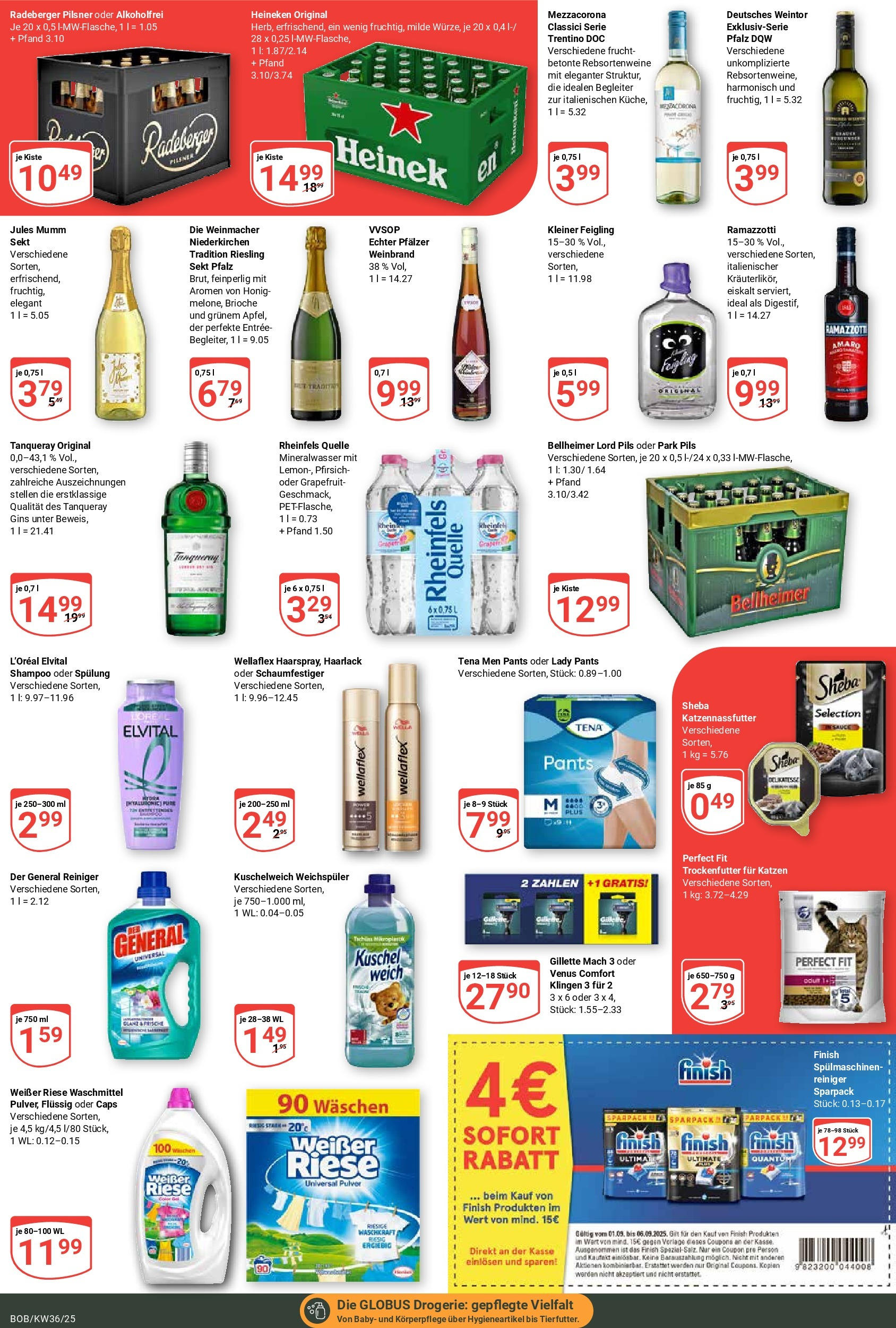 Globus prospekt Bobenheim-Roxheim	 (ab 01.09.2025) » Angebote online | Seite: 6 | Produkte: Kleiner feigling, Shampoo, Heineken, Weichspüler