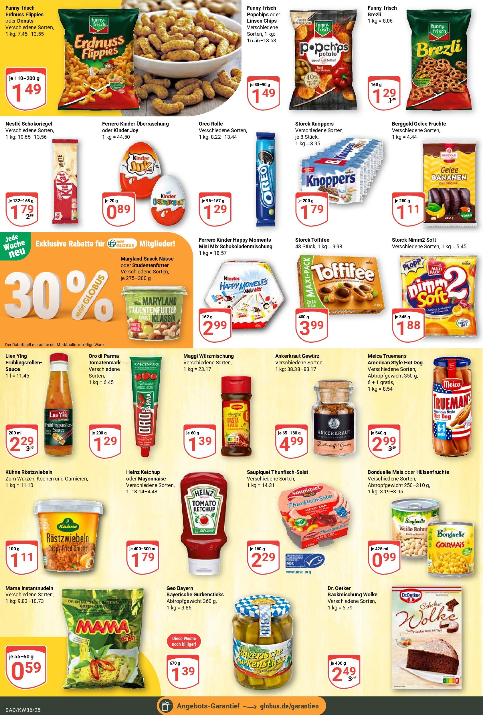 Globus prospekt Schwandorf	 (ab 01.09.2025) » Angebote online | Seite: 18 | Produkte: Thunfisch, Heinz ketchup, Bananen, Nüsse