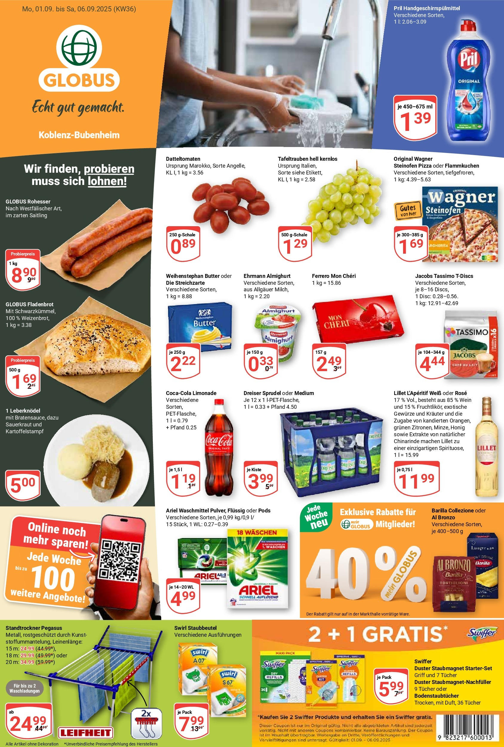 Globus prospekt Koblenz-Bubenheim (ab 01.09.2025) » Angebote ab Montag | Seite: 3 | Produkte: Limonade, Pizza, Pril, Tassimo Globus prospekt Koblenz-Bubenheim (ab 01.09.2025) » Angebote online | Seite: 3 | Produkte: Limonade, Pizza, Pril, Tassimo