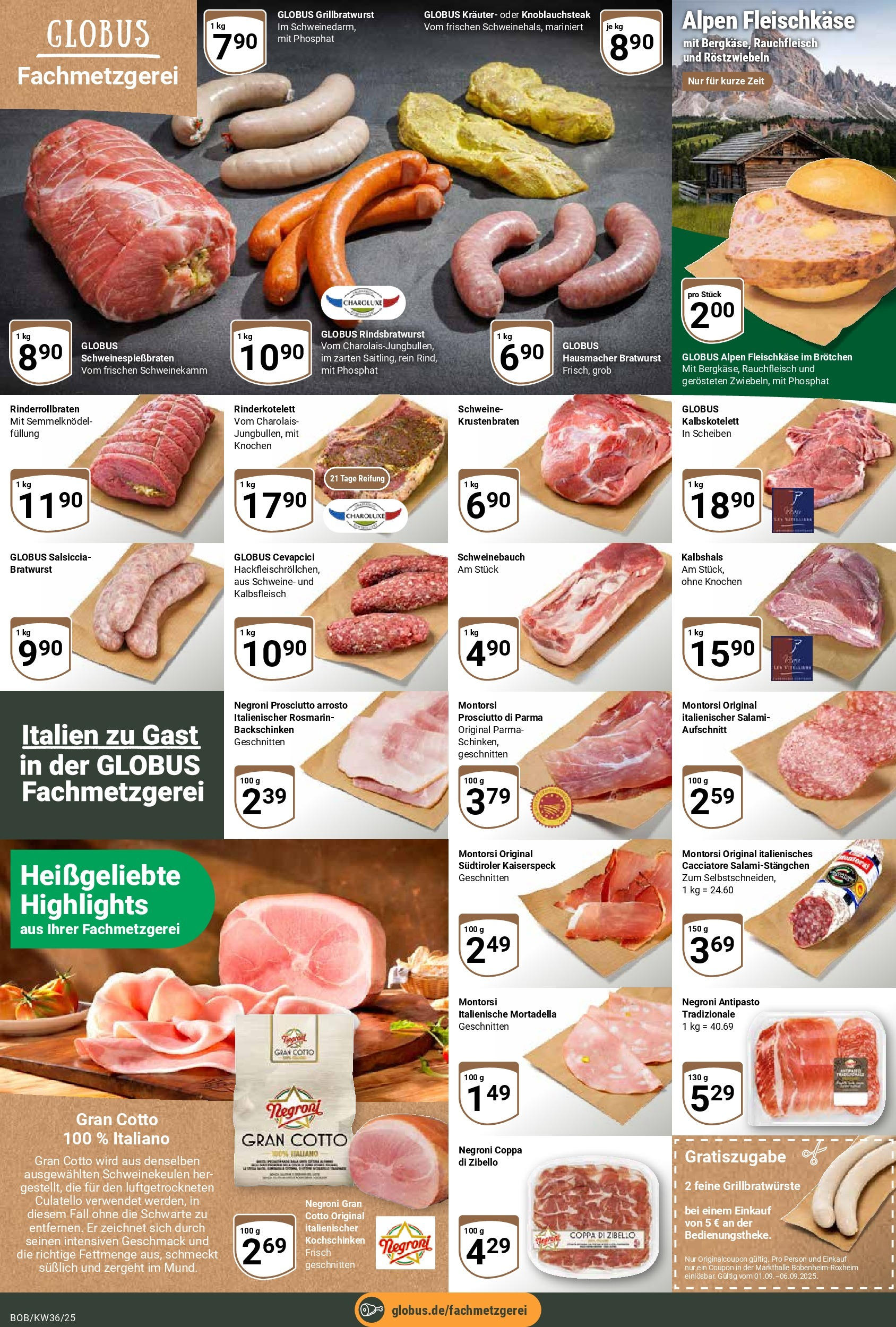 Globus prospekt Bobenheim-Roxheim	 (ab 01.09.2025) » Angebote online | Seite: 9 | Produkte: Schweinebauch, Bratwurst, Krustenbraten, Salami