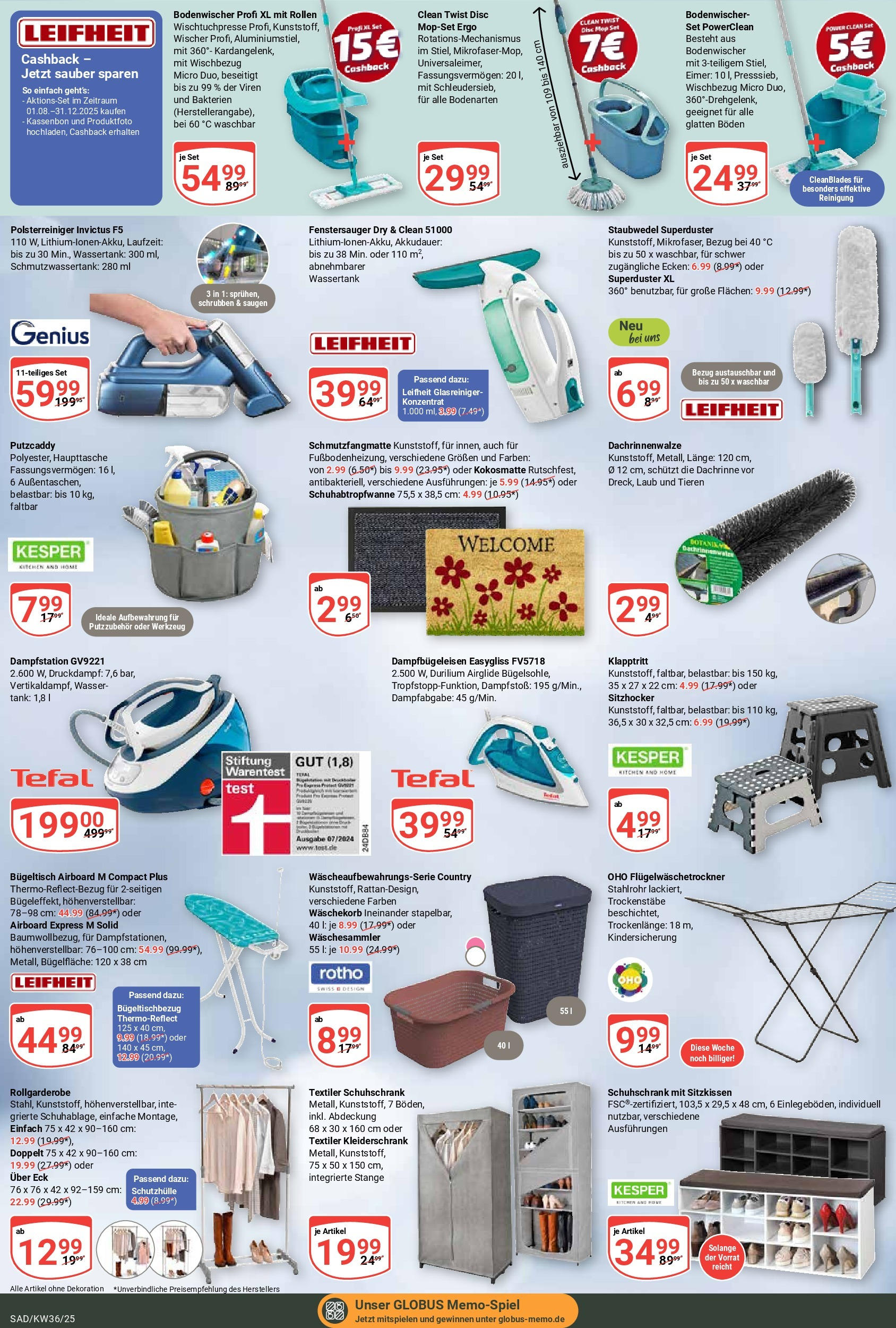 Globus prospekt Schwandorf	 (ab 01.09.2025) » Angebote online | Seite: 23 | Produkte: Kleiderschrank, Schmutzfangmatte, Wasser