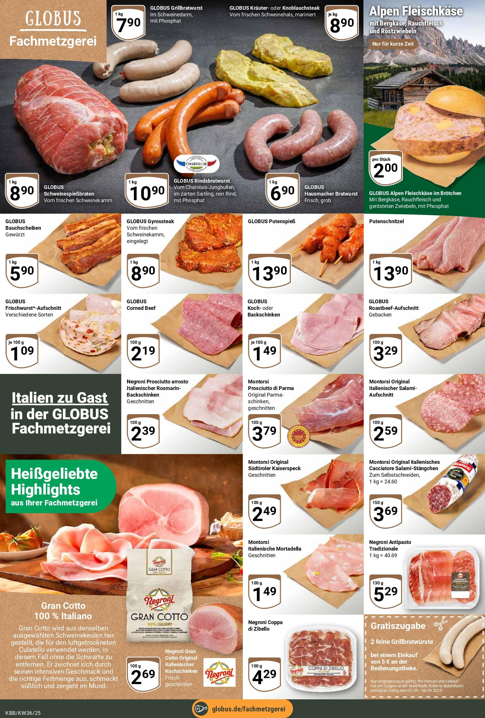 Globus prospekt Koblenz-Bubenheim (ab 01.09.2025) » Angebote ab Montag | Seite: 9 | Produkte: Bratwurst, Putenschnitzel, Salami Globus prospekt Koblenz-Bubenheim (ab 01.09.2025) » Angebote online | Seite: 9 | Produkte: Bratwurst, Putenschnitzel, Salami