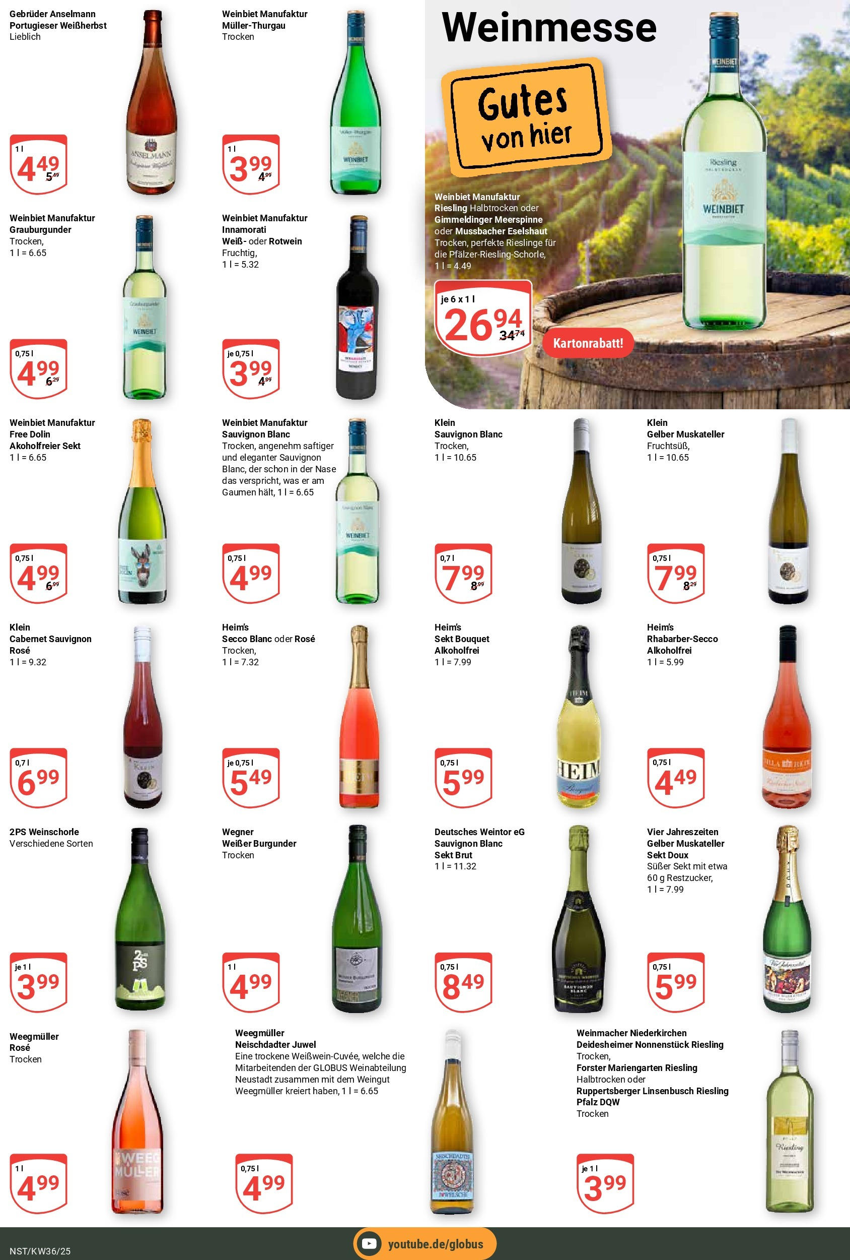 Globus prospekt Neustadt (ab 01.09.2025) » Angebote ab Montag | Seite: 21 | Produkte: Rotwein, Sekt, Weinschorle, Wein Globus prospekt Neustadt (ab 01.09.2025) » Angebote online | Seite: 21 | Produkte: Rotwein, Sekt, Weinschorle, Wein