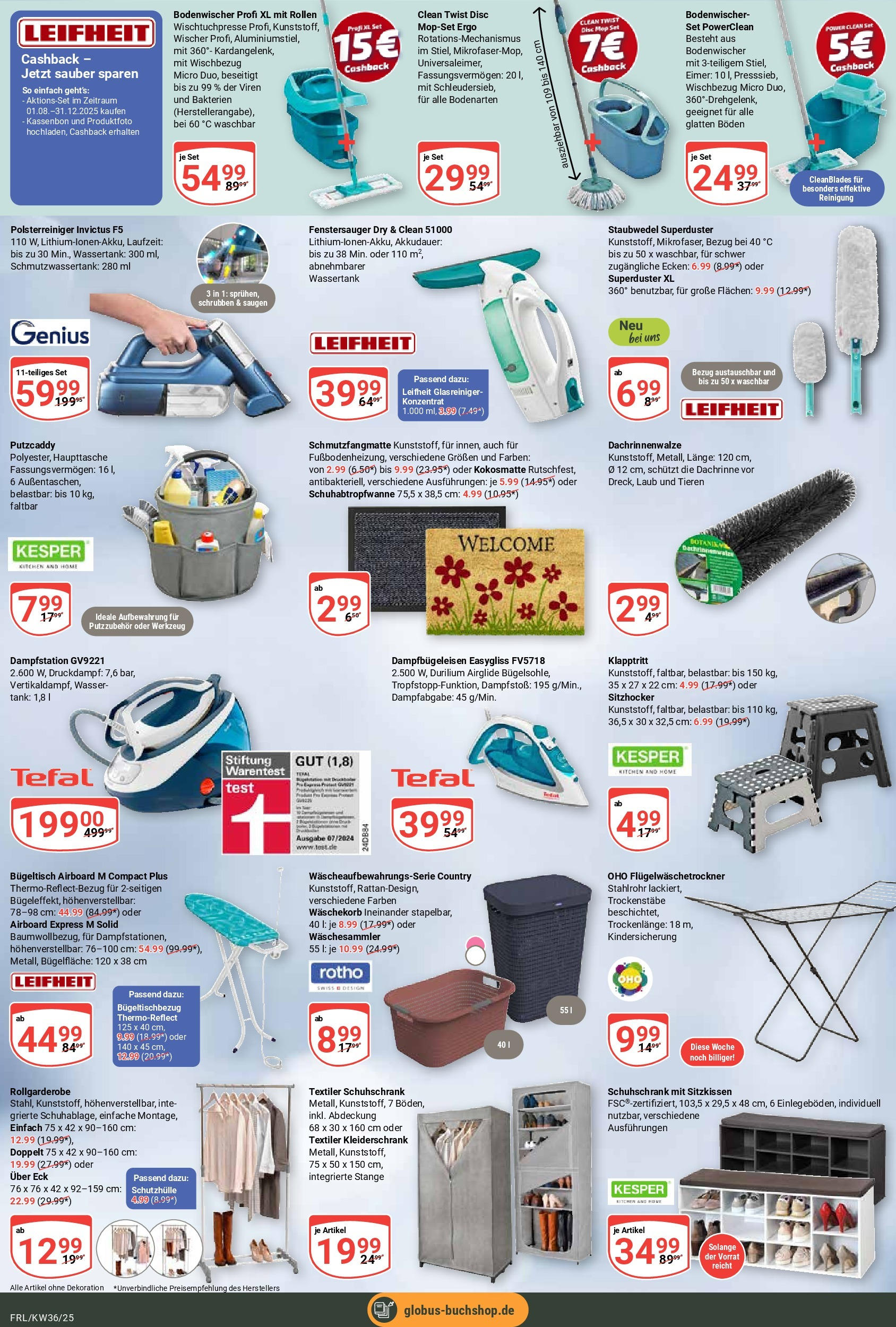 Globus prospekt Freilassing (ab 01.09.2025) » Angebote ab Montag | Seite: 20 | Produkte: Kleiderschrank, Schmutzfangmatte, Wasser Globus prospekt Freilassing (ab 01.09.2025) » Angebote online | Seite: 20 | Produkte: Kleiderschrank, Schmutzfangmatte, Wasser