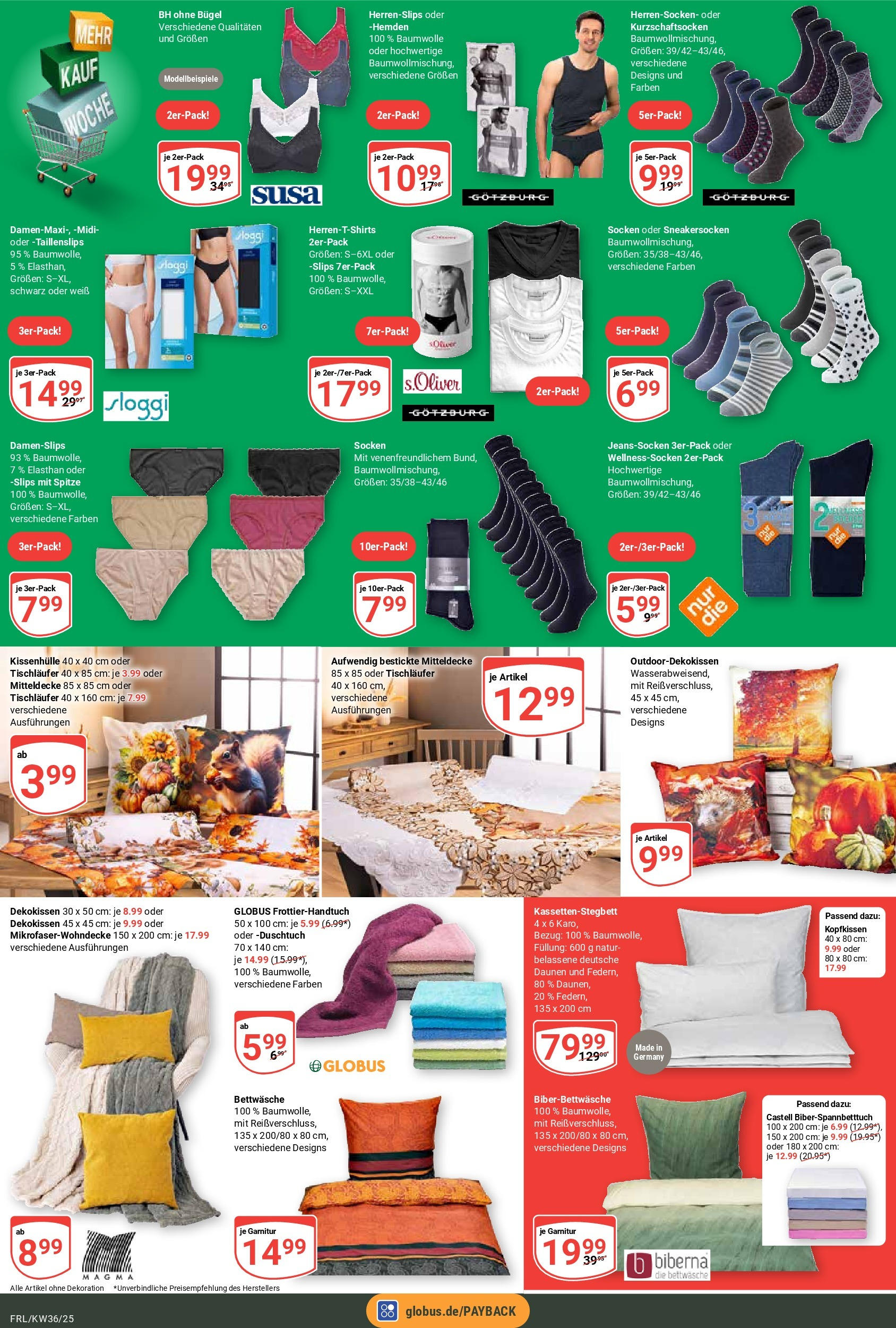 Globus prospekt Freilassing (ab 01.09.2025) » Angebote ab Montag | Seite: 25 | Produkte: Bettwäsche, Kopfkissen, BH, Socken Globus prospekt Freilassing (ab 01.09.2025) » Angebote online | Seite: 25 | Produkte: Bettwäsche, Kopfkissen, BH, Socken