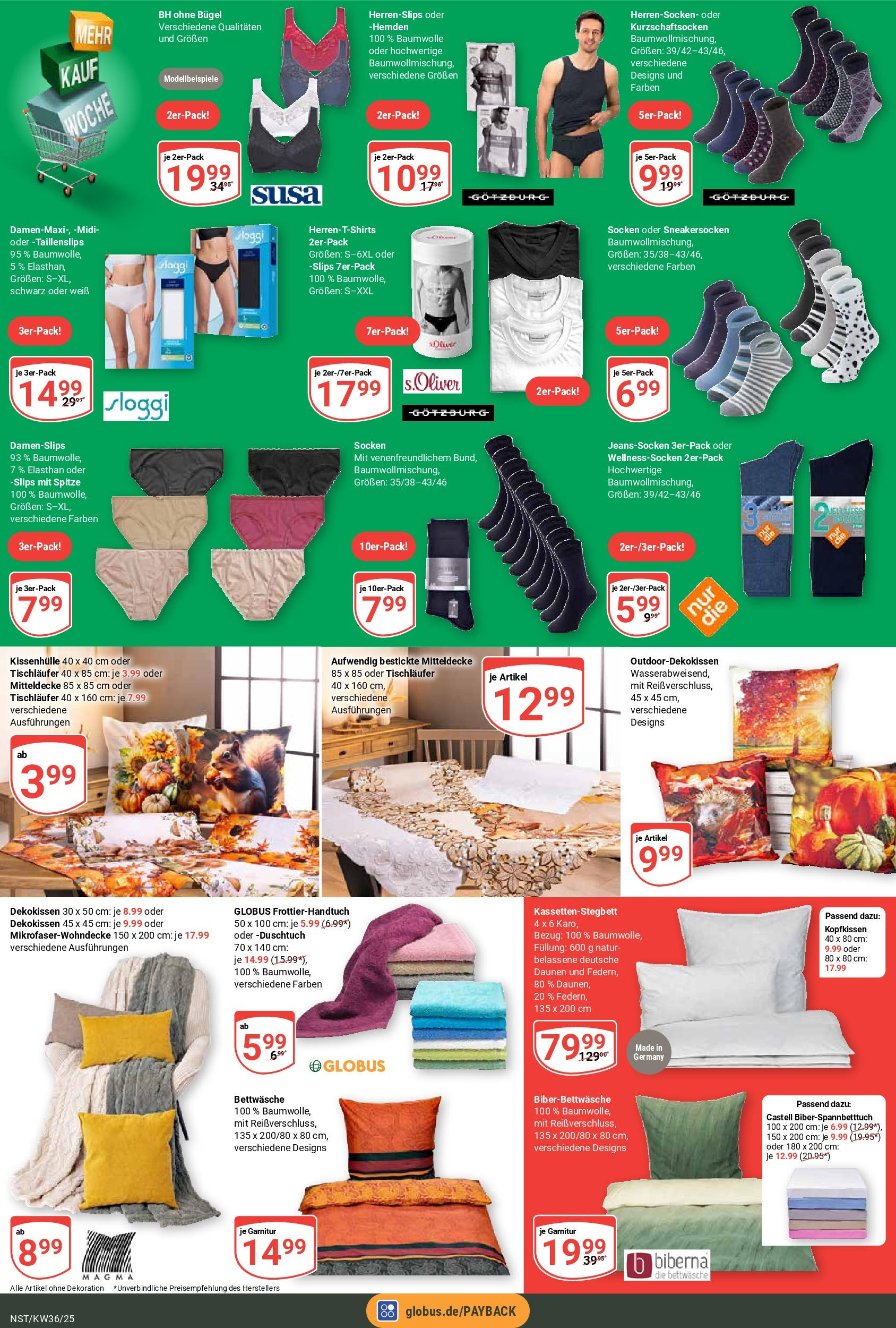 Globus prospekt Neustadt (ab 01.09.2025) » Angebote ab Montag | Seite: 33 | Produkte: Bettwäsche, Kopfkissen, BH, Socken Globus prospekt Neustadt (ab 01.09.2025) » Angebote online | Seite: 33 | Produkte: Bettwäsche, Kopfkissen, BH, Socken