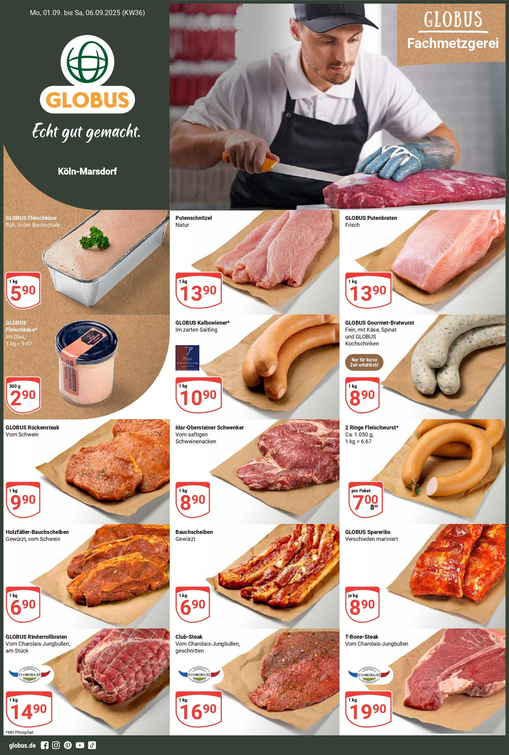 Globus prospekt Köln (ab 01.09.2025) » Angebote ab Montag | Seite: 1 | Produkte: Schweinenacken, Putenschnitzel Globus prospekt Köln (ab 01.09.2025) » Angebote online | Seite: 1 | Produkte: Schweinenacken, Putenschnitzel