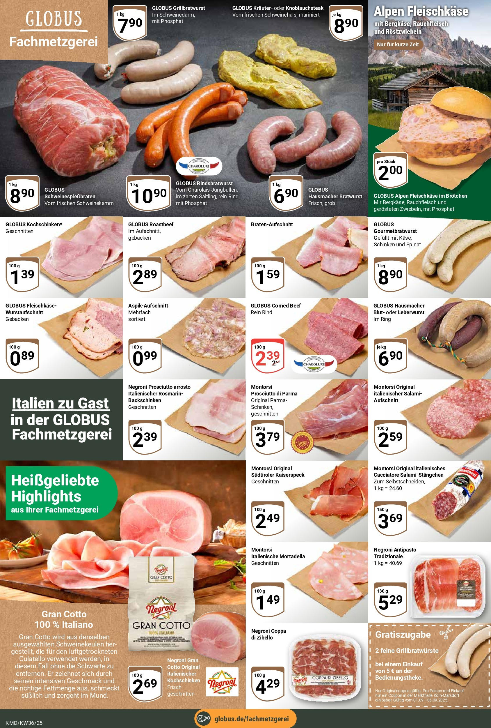 Globus prospekt Köln (ab 01.09.2025) » Angebote ab Montag | Seite: 3 | Produkte: Bratwurst, Roastbeef, Salami, Schinken Globus prospekt Köln (ab 01.09.2025) » Angebote online | Seite: 3 | Produkte: Bratwurst, Roastbeef, Salami, Schinken