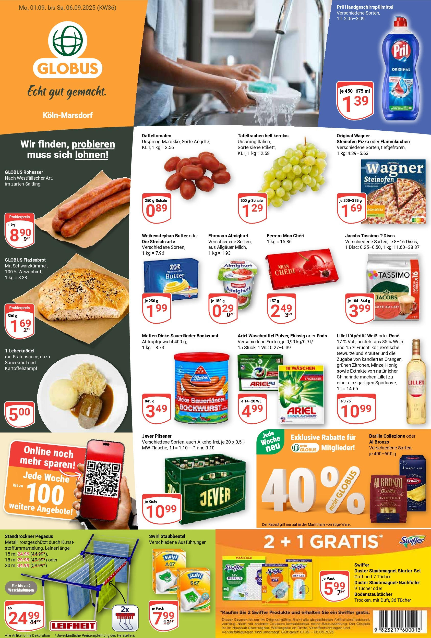 Globus prospekt Köln (ab 01.09.2025) » Angebote ab Montag | Seite: 5 | Produkte: Bockwurst, Lillet, Jever, Pizza Globus prospekt Köln (ab 01.09.2025) » Angebote online | Seite: 5 | Produkte: Bockwurst, Lillet, Jever, Pizza