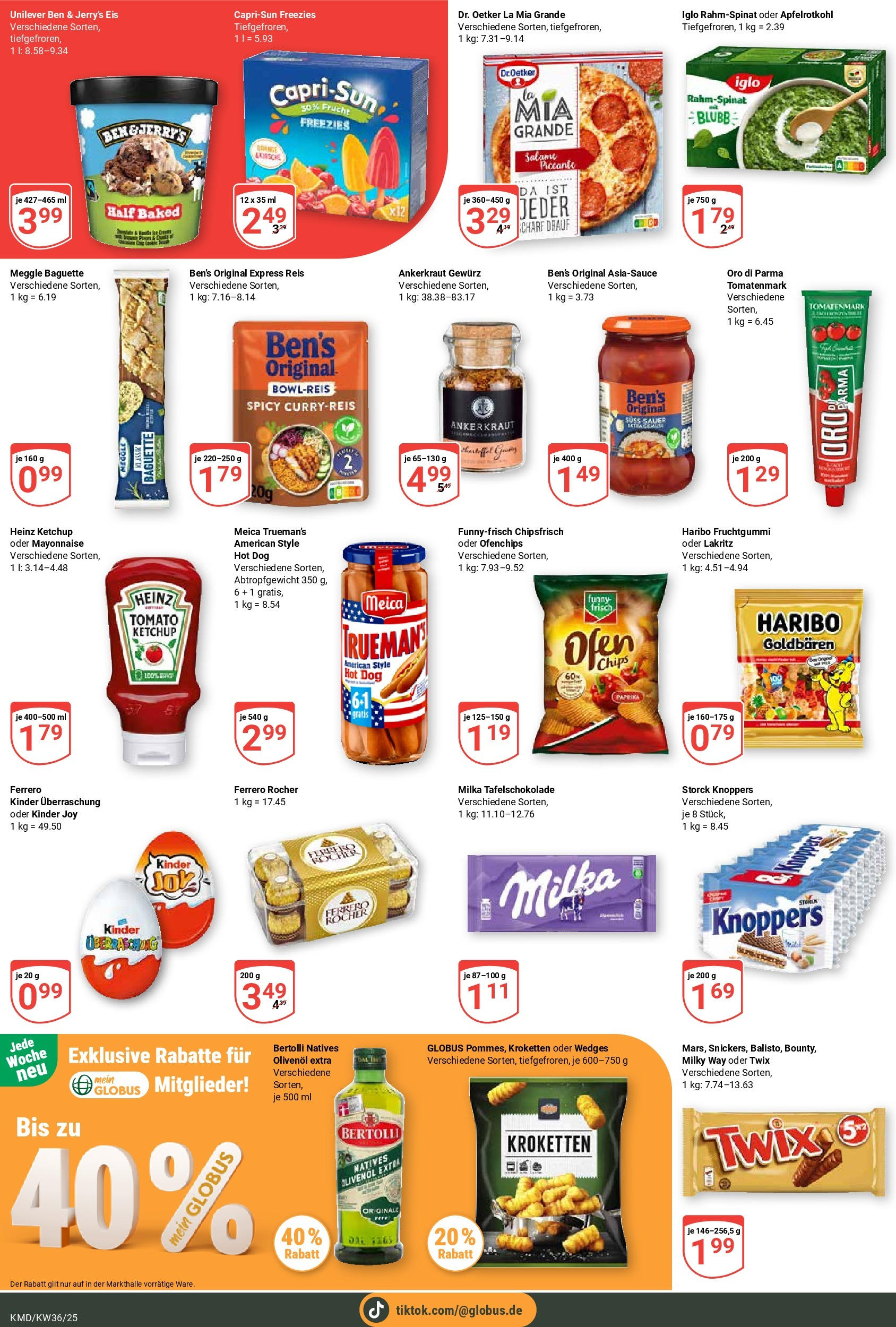 Globus prospekt Köln (ab 01.09.2025) » Angebote ab Montag | Seite: 8 | Produkte: Iglo, Baguette, Twix, Reis Globus prospekt Köln (ab 01.09.2025) » Angebote online | Seite: 8 | Produkte: Iglo, Baguette, Twix, Reis
