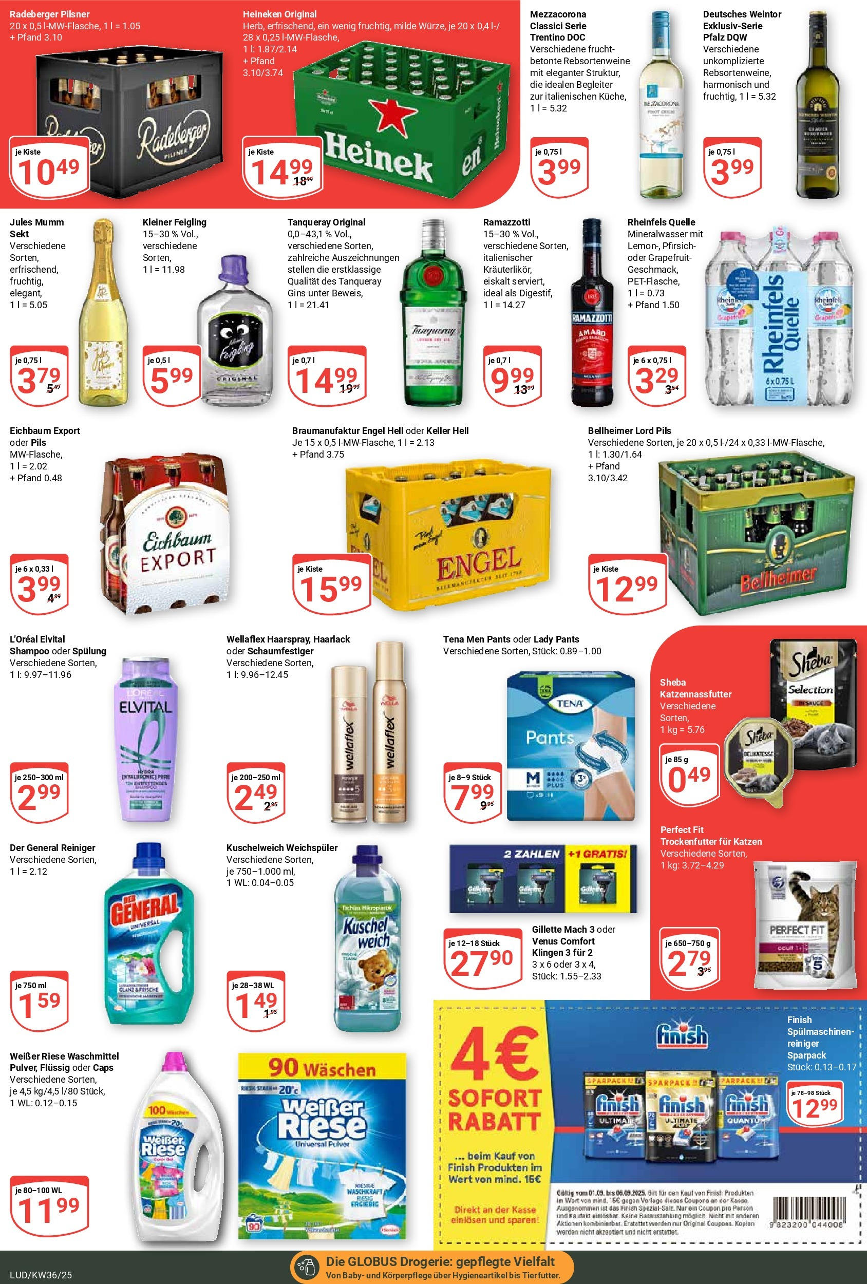 Globus prospekt Ludwigshafen-Oggersheim	 (ab 01.09.2025) » Angebote online | Seite: 6 | Produkte: Sekt, Jules mumm, Heineken, Weichspüler
