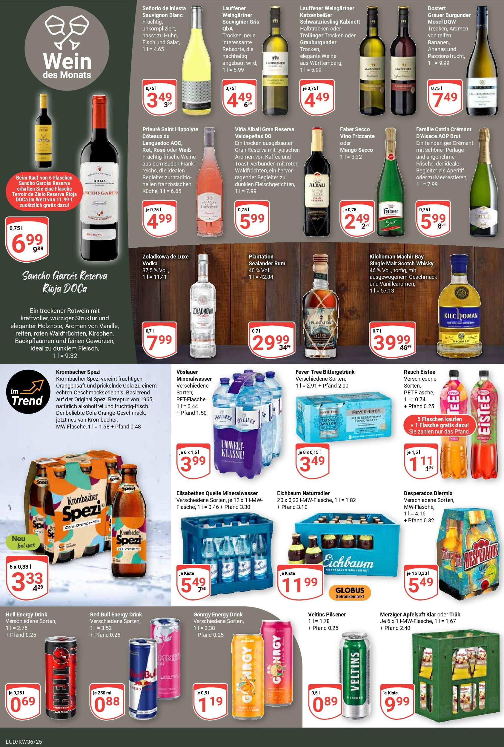 Globus prospekt Ludwigshafen-Oggersheim	 (ab 01.09.2025) » Angebote online | Seite: 18 | Produkte: Ananas, Mineralwasser, Desperados, Wein