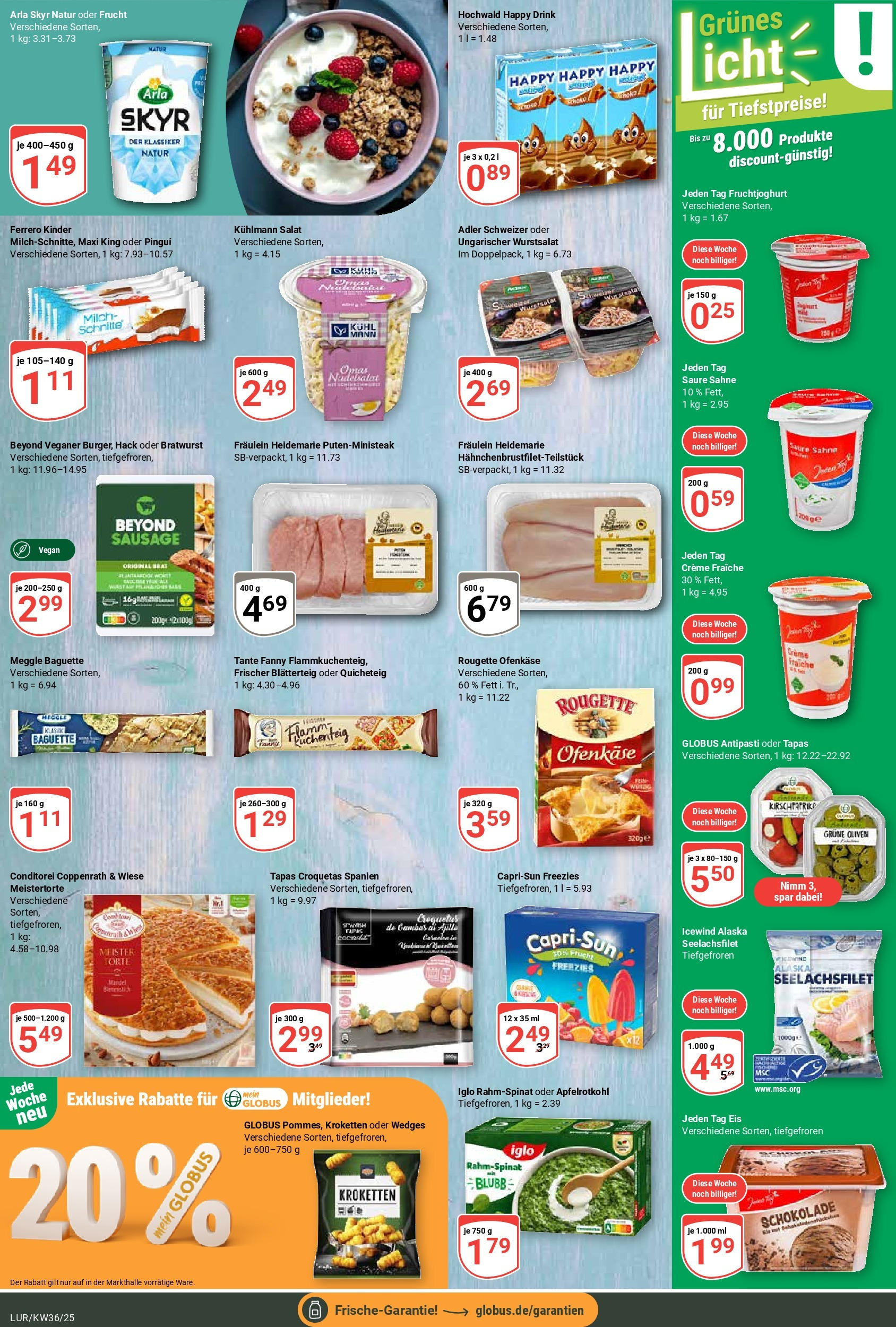 Globus prospekt Hamburg (ab 01.09.2025) » Angebote ab Montag | Seite: 14 | Produkte: Milch, Bratwurst, Sahne, Eis Globus prospekt Hamburg (ab 01.09.2025) » Angebote online | Seite: 14 | Produkte: Milch, Bratwurst, Sahne, Eis