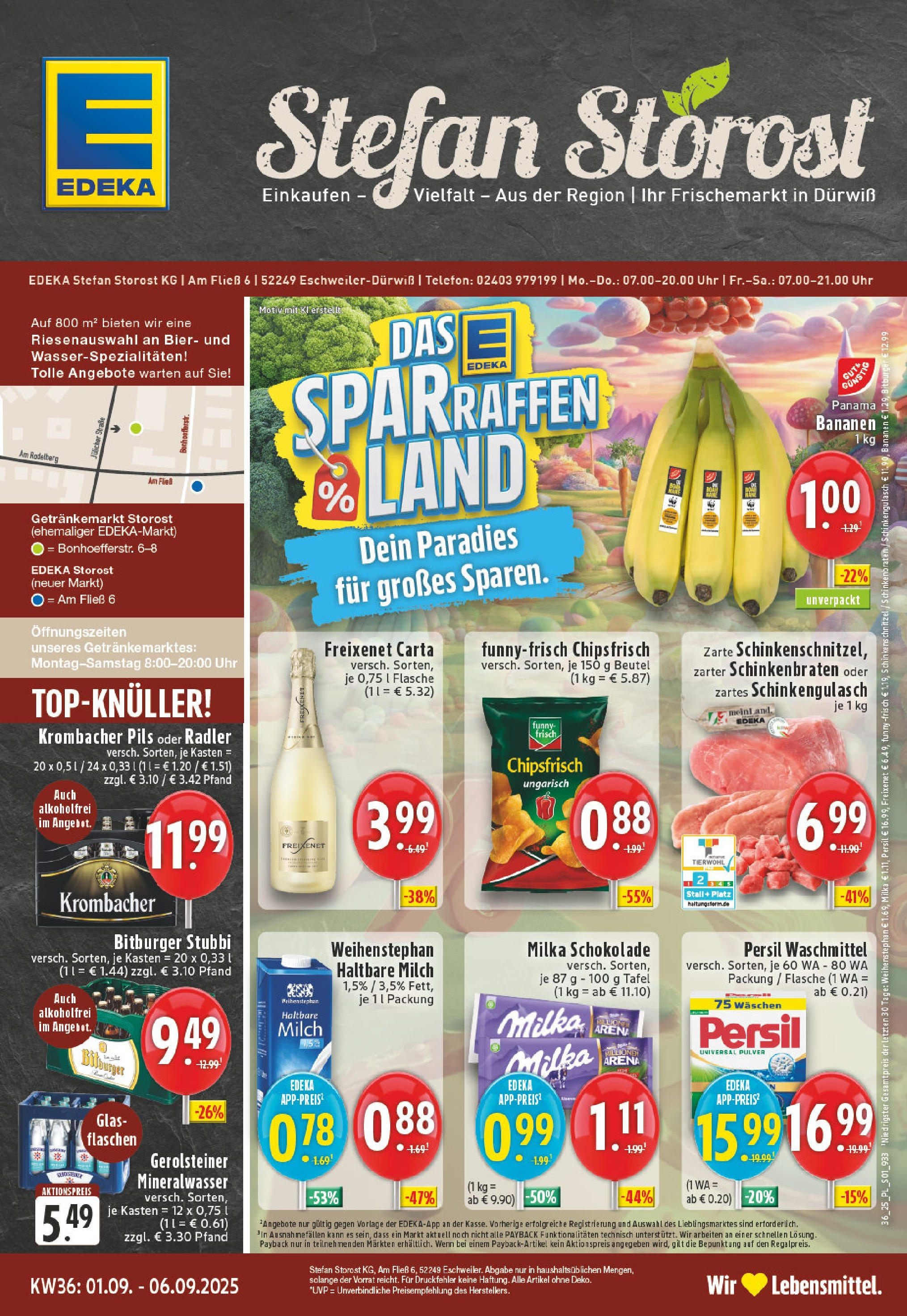 Edeka prospekt Eschweiler-Dürwiß	 (ab 01.09.2025) » Angebote Online | Seite: 1 | Produkte: Freixenet, Bananen, Radler, Chips