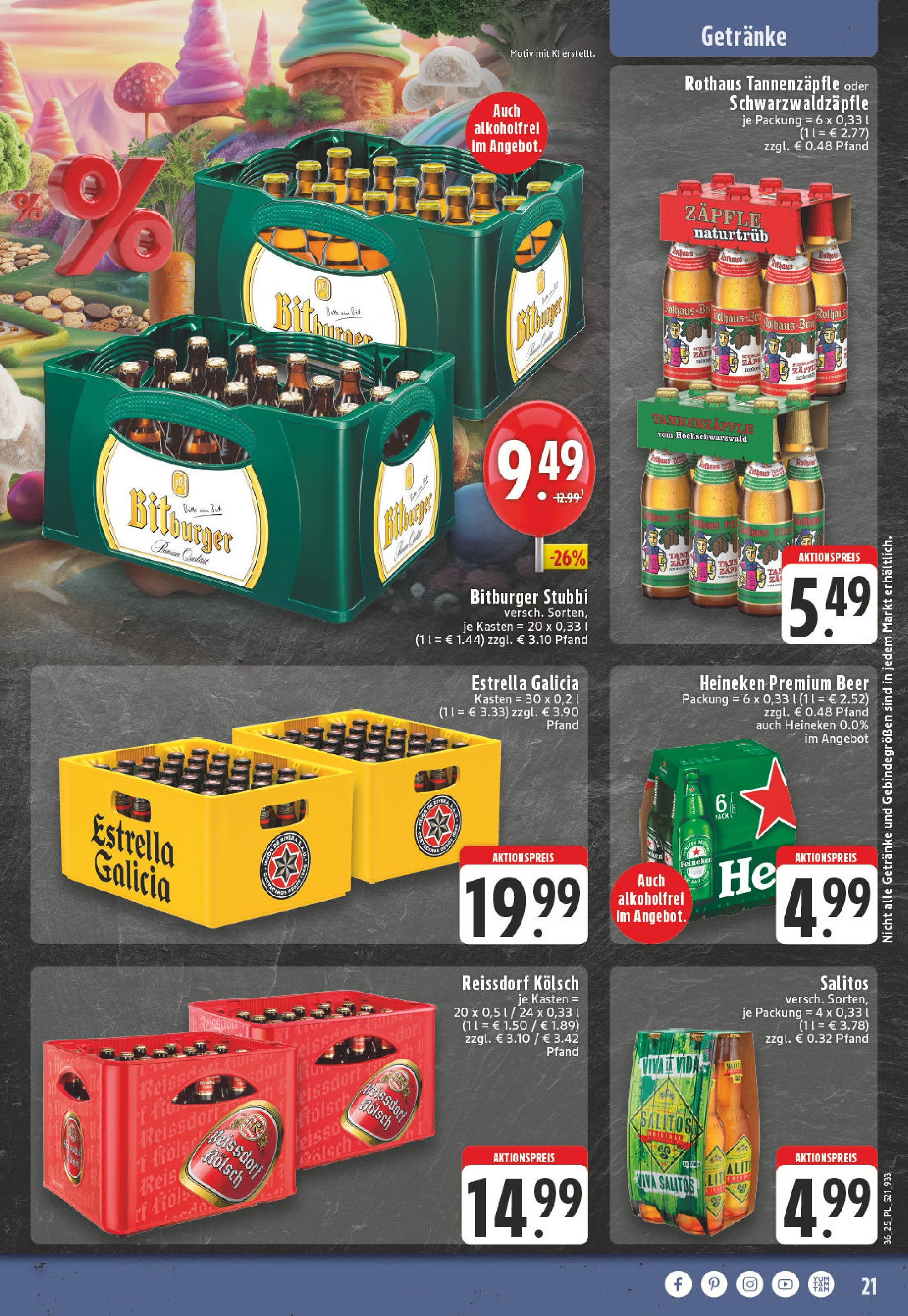 Edeka prospekt Eschweiler-Dürwiß	 (ab 01.09.2025) » Angebote Online | Seite: 21 | Produkte: Bitburger, Heineken, Reis