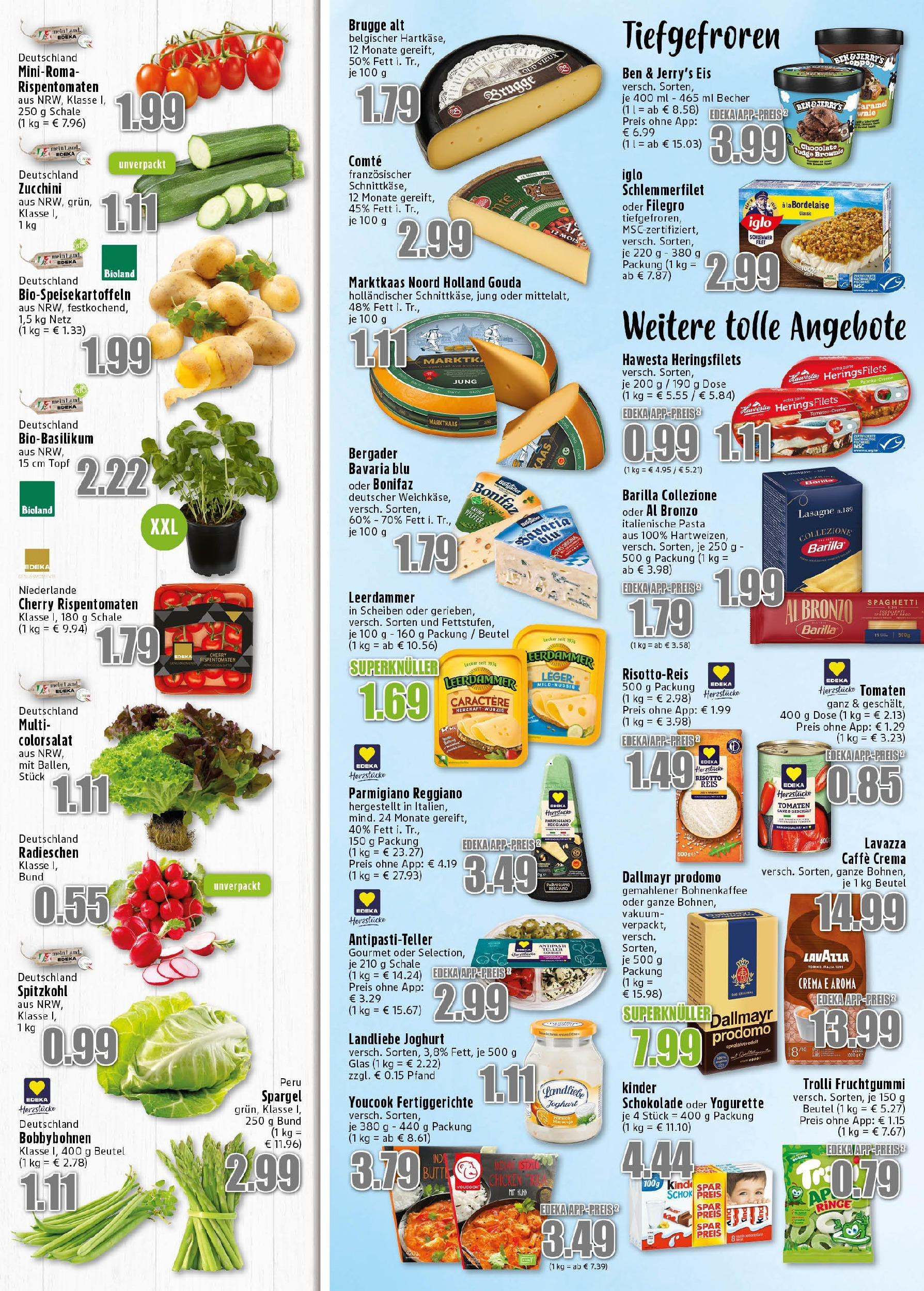 Edeka prospekt Meckenheim (ab 01.09.2025) » Angebote Online | Seite: 4 | Produkte: Kinder schokolade, Barilla, Iglo, Zucchini Edeka prospekt Meckenheim (ab 01.09.2025) » Angebote Online | Seite: 4 | Produkte: Kinder schokolade, Barilla, Iglo, Zucchini