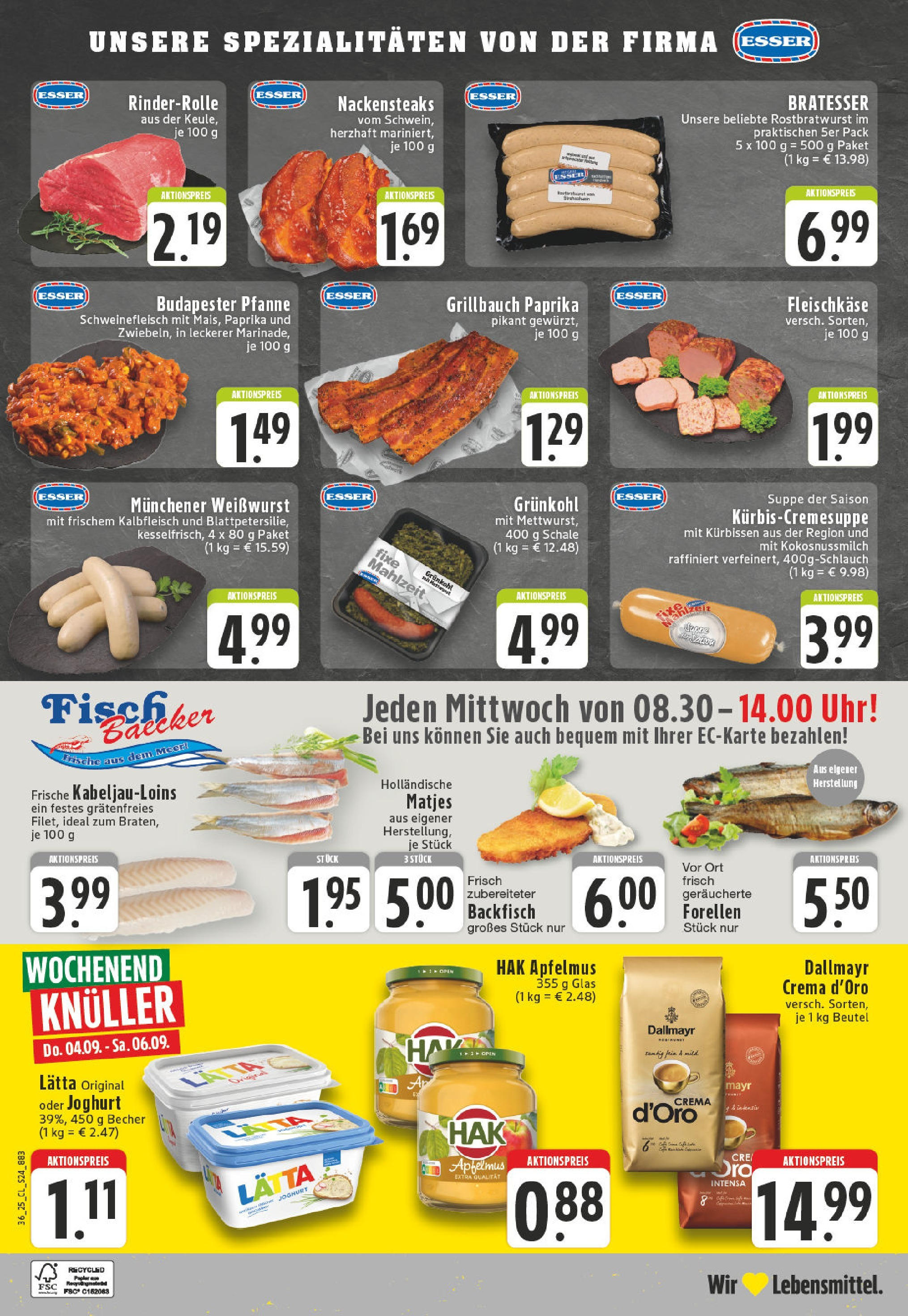 Edeka prospekt Erkelenz (ab 01.09.2025) » Angebote Online | Seite: 24 | Produkte: Weißwurst, Dallmayr, Schweinefleisch, Uhr Edeka prospekt Erkelenz (ab 01.09.2025) » Angebote Online | Seite: 24 | Produkte: Weißwurst, Dallmayr, Schweinefleisch, Uhr