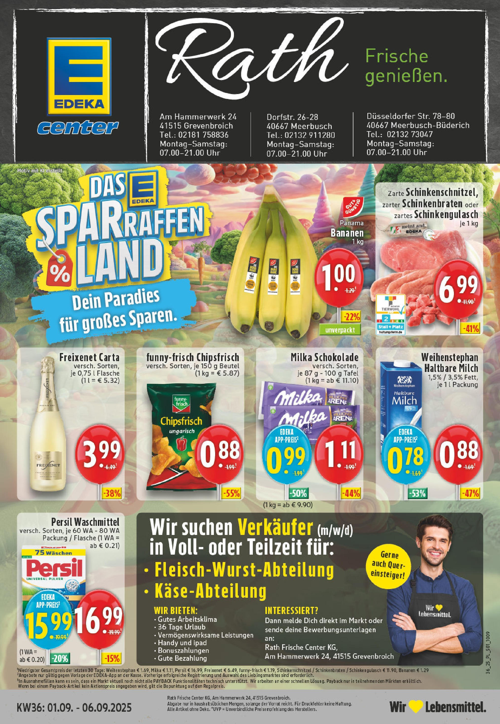 Edeka prospekt Grevenbroich (ab 01.09.2025) » Angebote Online | Seite: 1 | Produkte: Milch, Freixenet, Milka schokolade, Haltbare milch Edeka prospekt Grevenbroich (ab 01.09.2025) » Angebote Online | Seite: 1 | Produkte: Milch, Freixenet, Milka schokolade, Haltbare milch