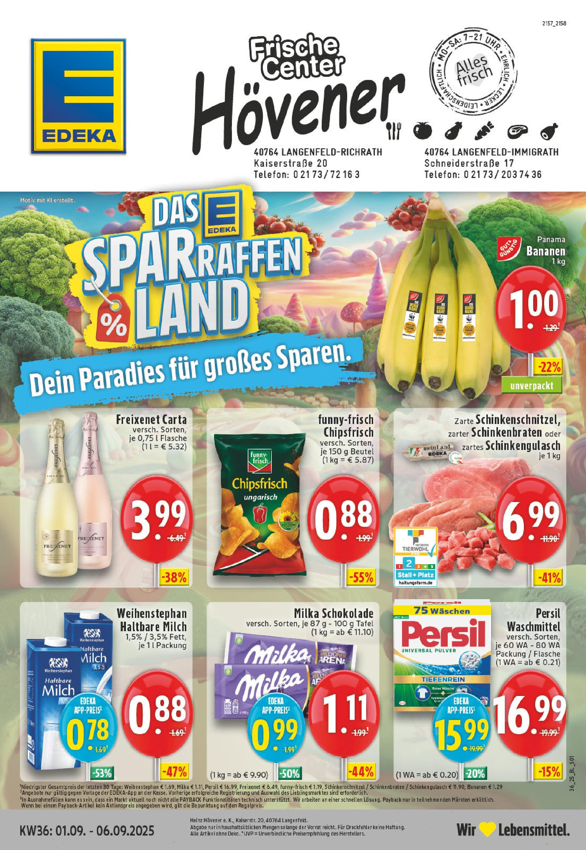 EDEKA Prospekt ab 01.09.2025 - Prospekt Langenfeld - Immigrath Online Vorschau von dem Prospekt des Geschäftes Edeka, gültig ab dem 01.09.2025