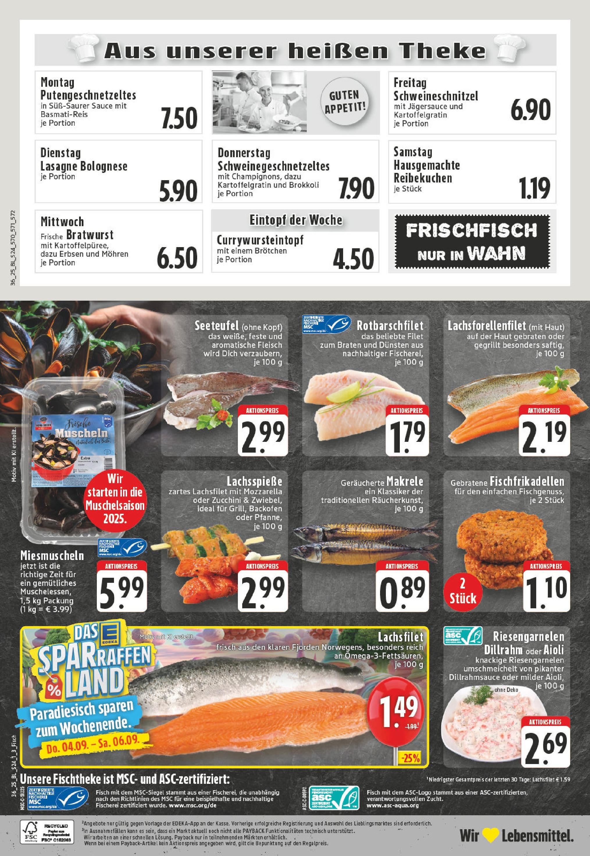 Edeka prospekt Köln (ab 01.09.2025) » Angebote Online | Seite: 24 | Produkte: Bratwurst, Mohren, Fisch, Erbsen Edeka prospekt Köln (ab 01.09.2025) » Angebote Online | Seite: 24 | Produkte: Bratwurst, Mohren, Fisch, Erbsen
