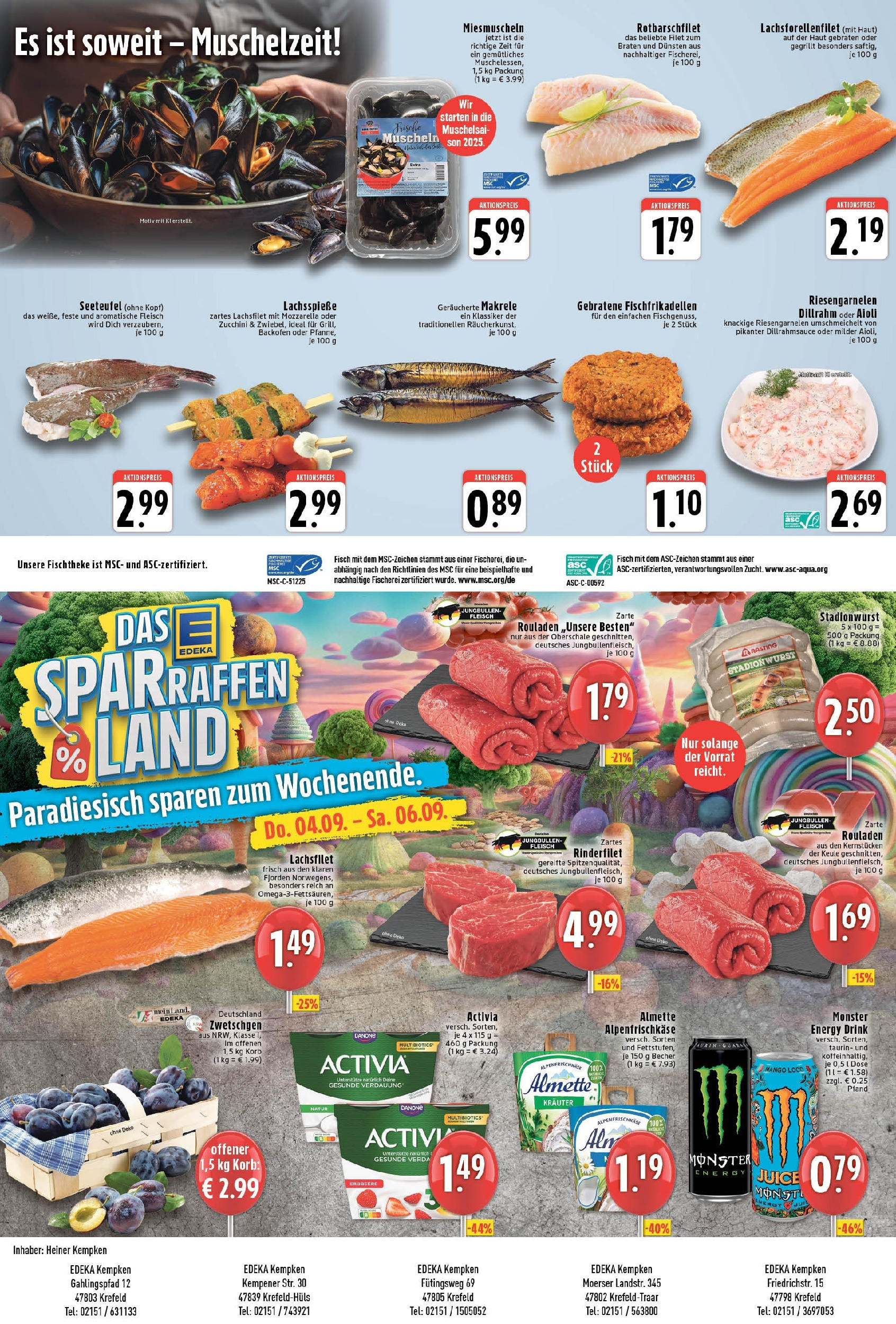 Edeka prospekt Krefeld (ab 01.09.2025) » Angebote Online | Seite: 8 | Produkte: Almette, Rinderfilet, Korb, Fisch Edeka prospekt Krefeld (ab 01.09.2025) » Angebote Online | Seite: 8 | Produkte: Almette, Rinderfilet, Korb, Fisch