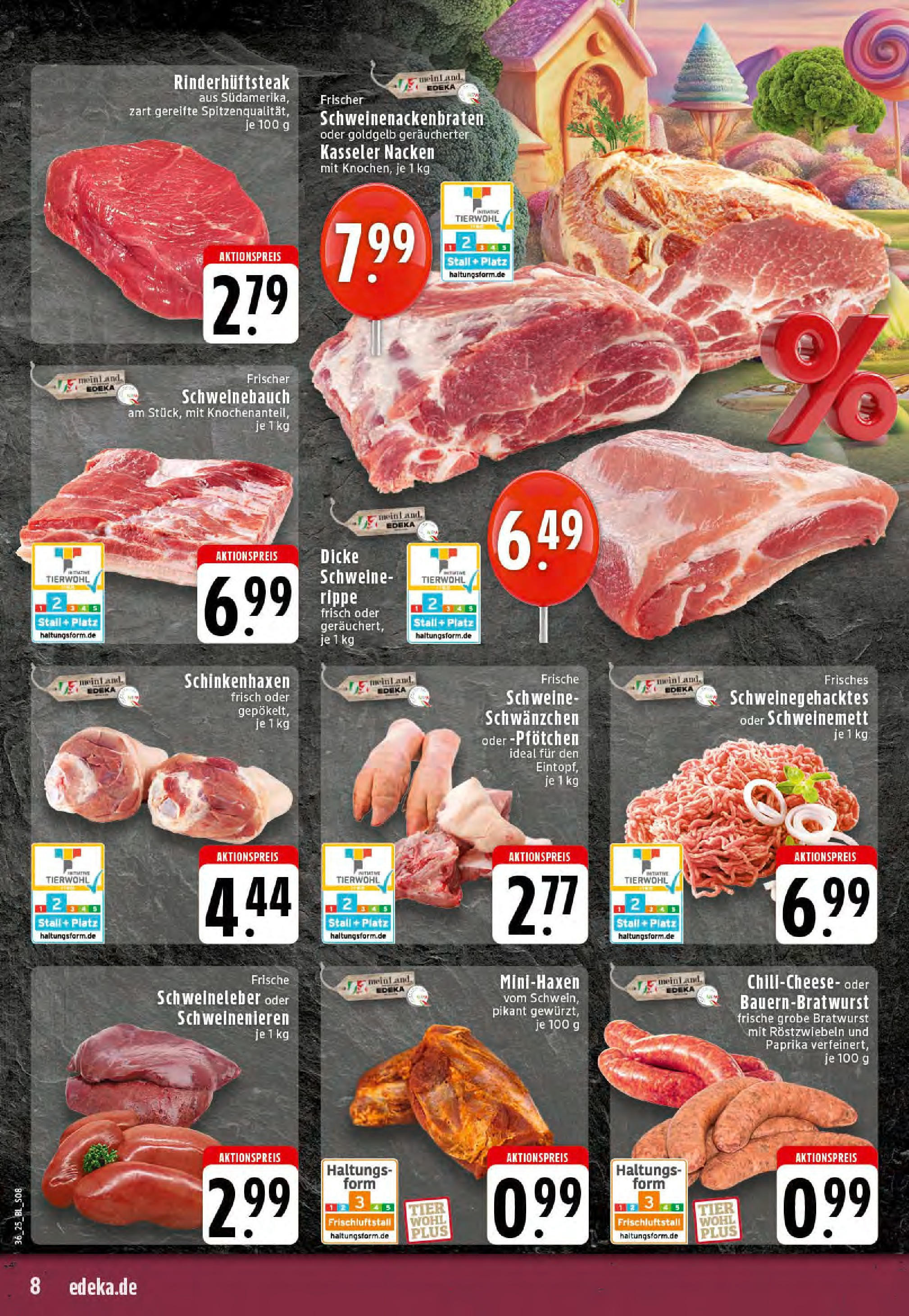 Edeka prospekt Mettingen	 (ab 01.09.2025) » Angebote Online | Seite: 8 | Produkte: Bratwurst, Kasseler nacken, Paprika, Steak