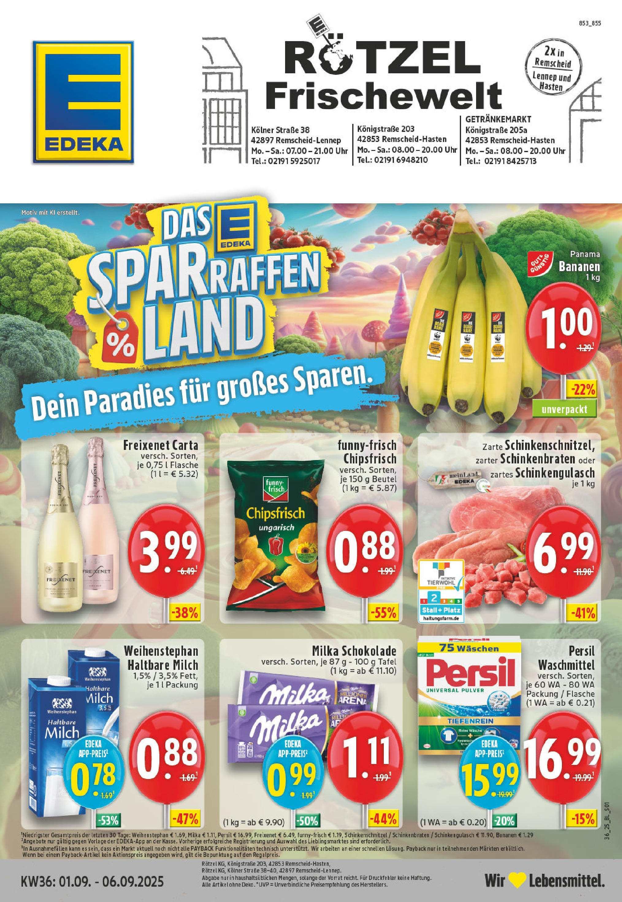EDEKA Prospekt ab 01.09.2025 - Prospekt Remscheid Online Vorschau von dem Prospekt des Geschäftes Edeka, gültig ab dem 01.09.2025