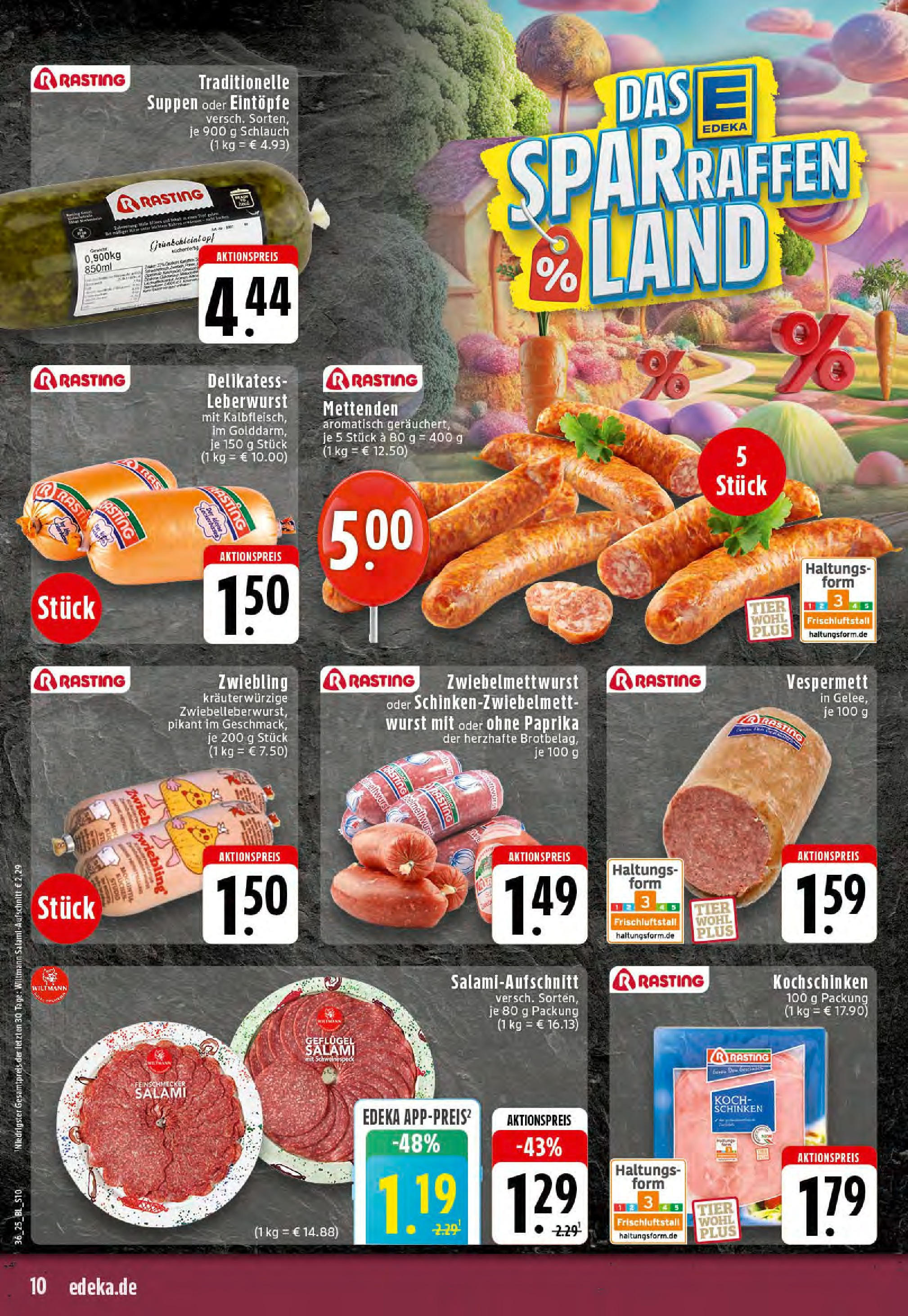 Edeka prospekt Mettingen	 (ab 01.09.2025) » Angebote Online | Seite: 10 | Produkte: Wurst, Salami, Schinken, Kuchen