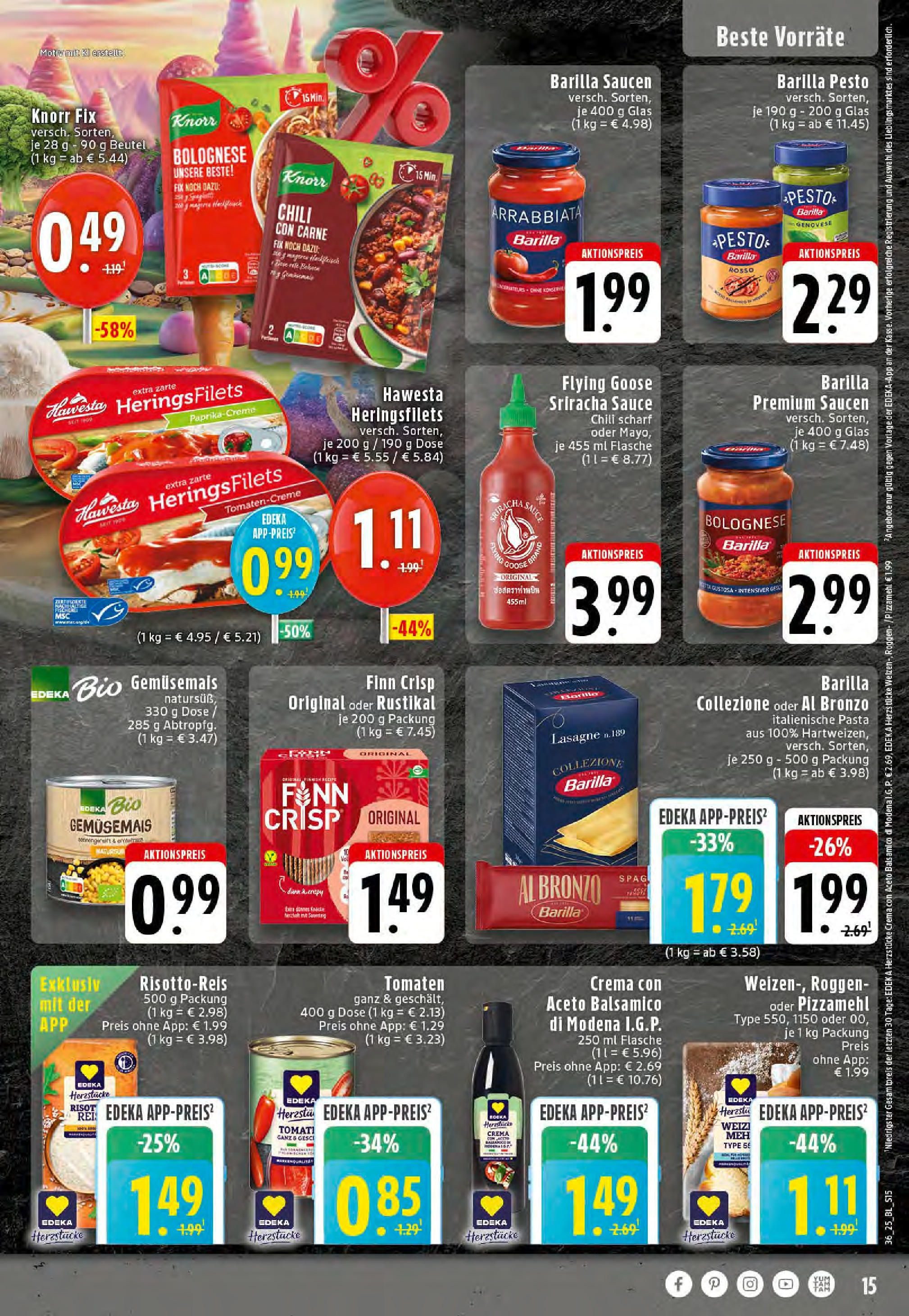 Edeka prospekt Mettingen	 (ab 01.09.2025) » Angebote Online | Seite: 15 | Produkte: Knorr fix, Chili, Pasta, Hackfleisch