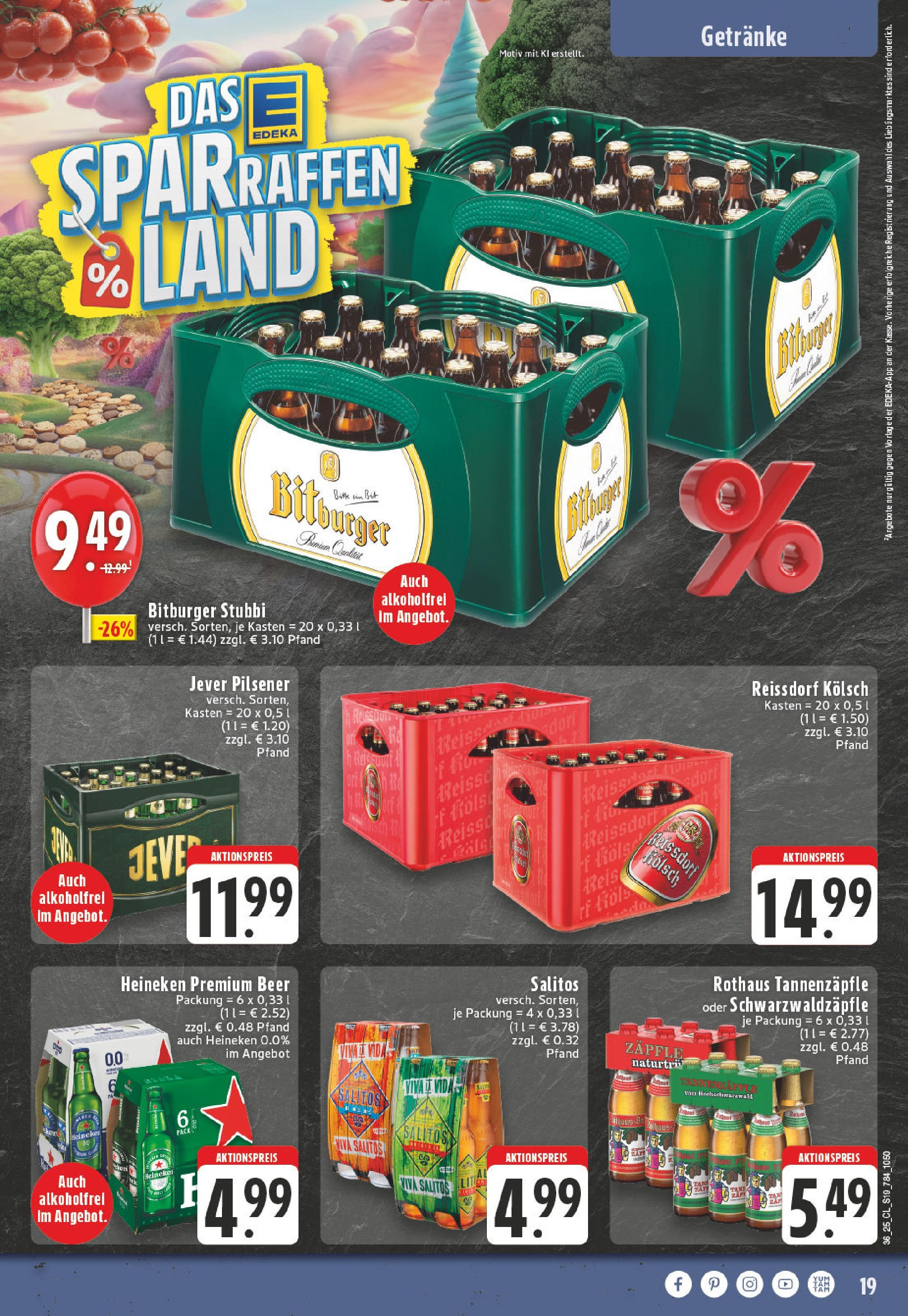 Edeka prospekt Alsdorf	 (ab 01.09.2025) » Angebote Online | Seite: 19 | Produkte: Bitburger, Burger, Jever, Reis