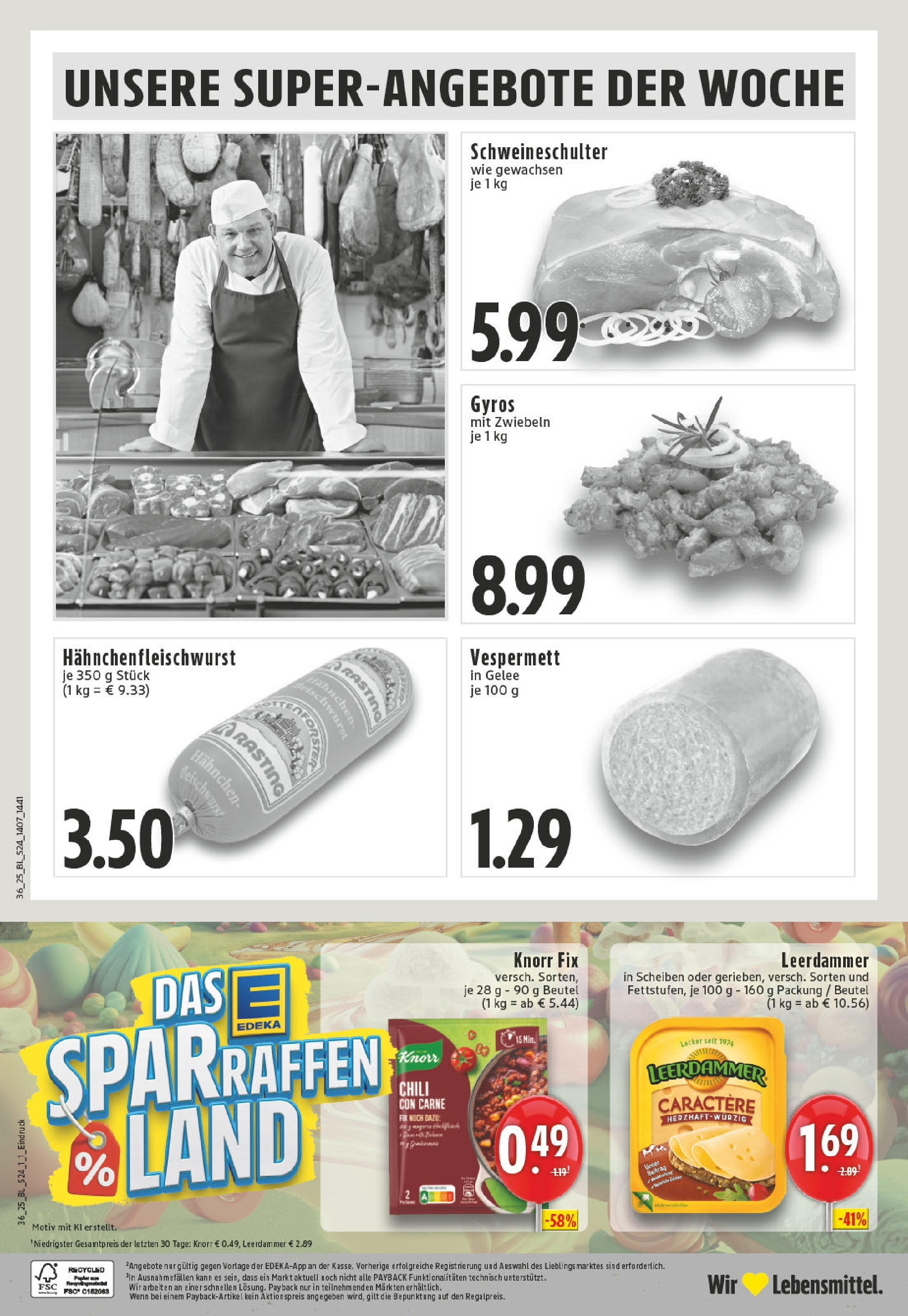 Edeka prospekt Steinfurt (ab 01.09.2025) » Angebote Online | Seite: 24 | Produkte: Hahnchen, Knorr, Leerdammer, Chili Edeka prospekt Steinfurt (ab 01.09.2025) » Angebote Online | Seite: 24 | Produkte: Hahnchen, Knorr, Leerdammer, Chili
