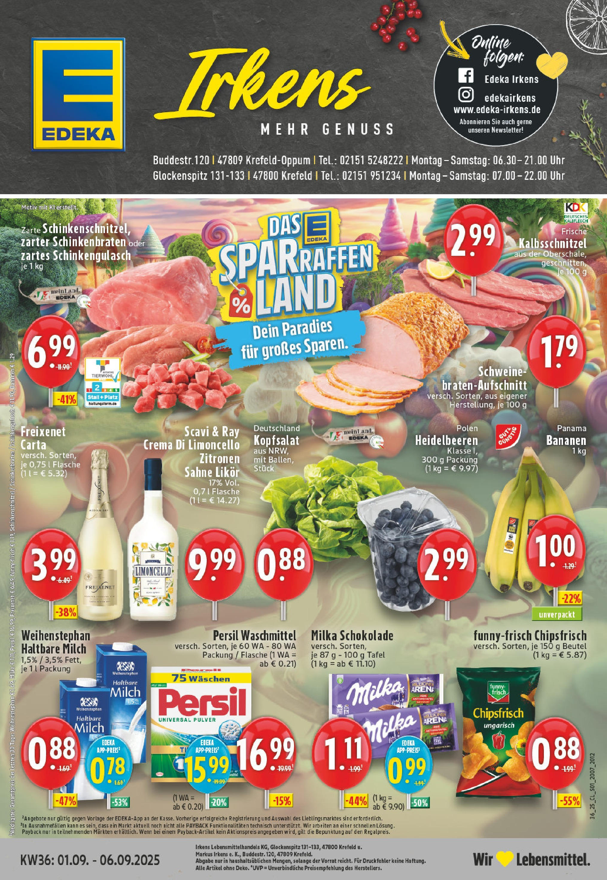 Edeka prospekt Krefeld (ab 01.09.2025) » Angebote Online | Seite: 1 | Produkte: Milch, Freixenet, Funny frisch, Sahne Edeka prospekt Krefeld (ab 01.09.2025) » Angebote Online | Seite: 1 | Produkte: Milch, Freixenet, Funny frisch, Sahne