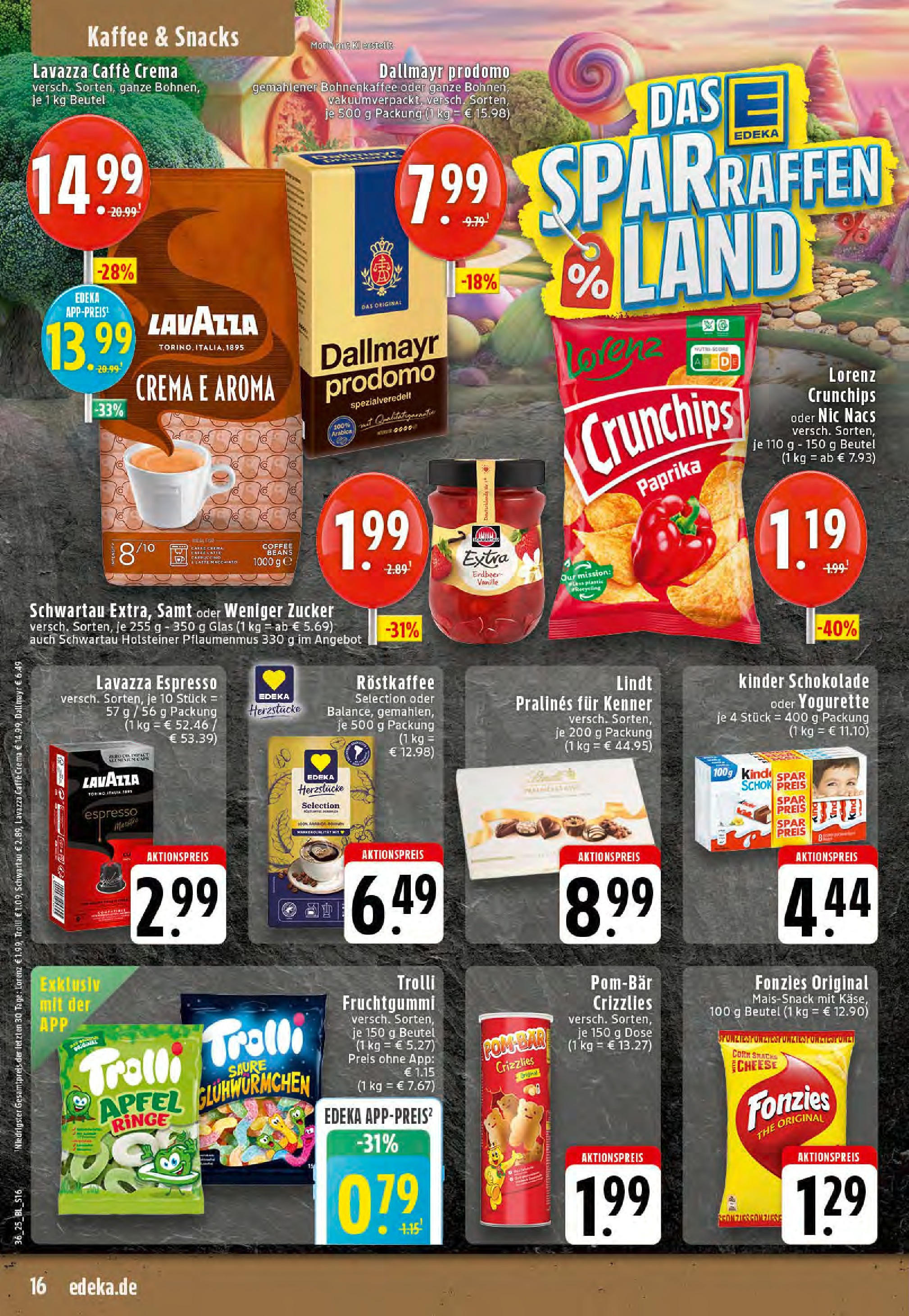 Edeka prospekt Mettingen	 (ab 01.09.2025) » Angebote Online | Seite: 16 | Produkte: Kinder schokolade, Lavazza, Äpfel, Zucker