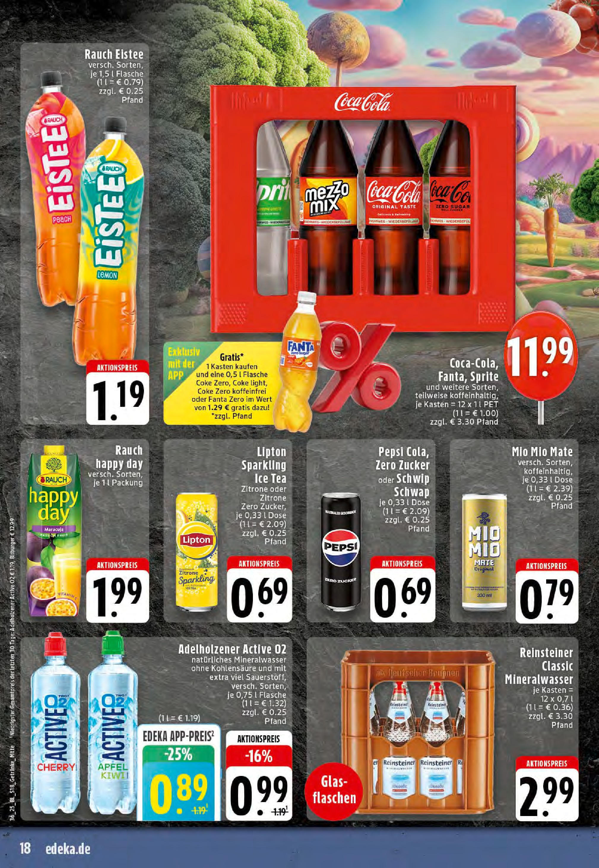 Edeka prospekt Mettingen	 (ab 01.09.2025) » Angebote Online | Seite: 18 | Produkte: Sprite, Cola, Adelholzener, Schwip schwap