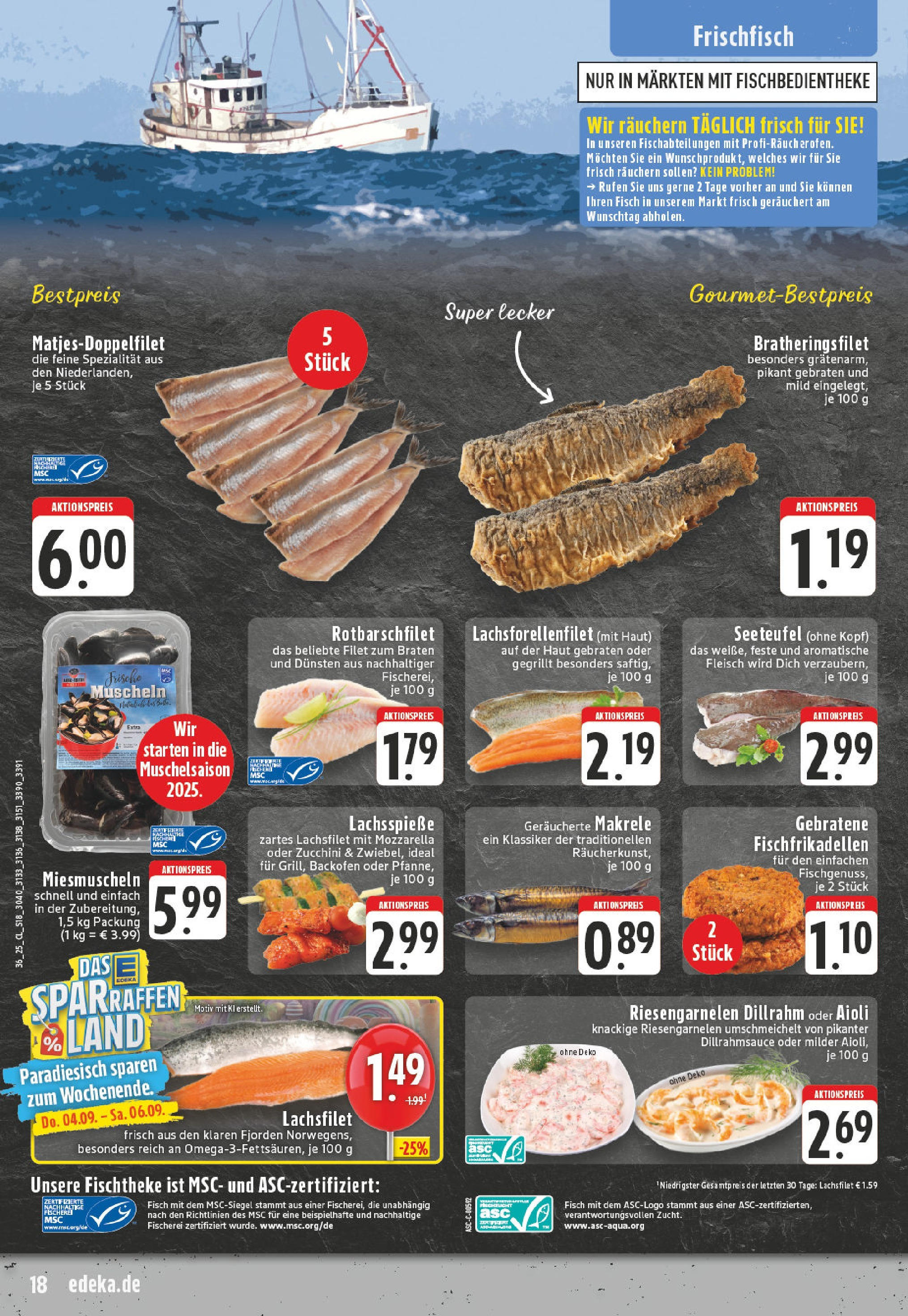 Edeka prospekt Kevelaer (ab 01.09.2025) » Angebote Online | Seite: 18 | Produkte: Fisch, Backofen, Zucchini, Fleisch Edeka prospekt Kevelaer (ab 01.09.2025) » Angebote Online | Seite: 18 | Produkte: Fisch, Backofen, Zucchini, Fleisch