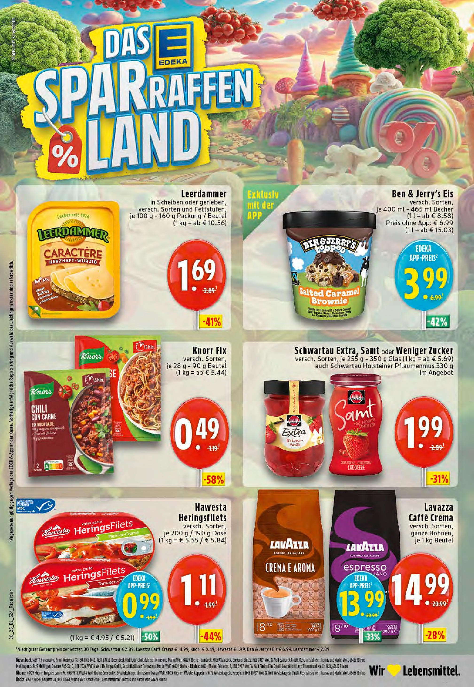 Edeka prospekt Mettingen	 (ab 01.09.2025) » Angebote Online | Seite: 24 | Produkte: Lavazza, Knorr, Leerdammer, Zucker
