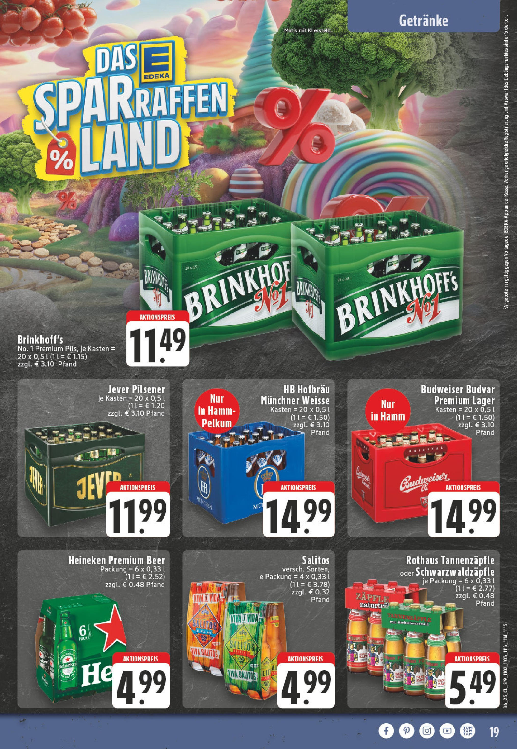 Edeka prospekt Hamm (ab 01.09.2025) » Angebote Online | Seite: 19 | Produkte: Heineken, Jever, BH, Budweiser Edeka prospekt Hamm (ab 01.09.2025) » Angebote Online | Seite: 19 | Produkte: Heineken, Jever, BH, Budweiser