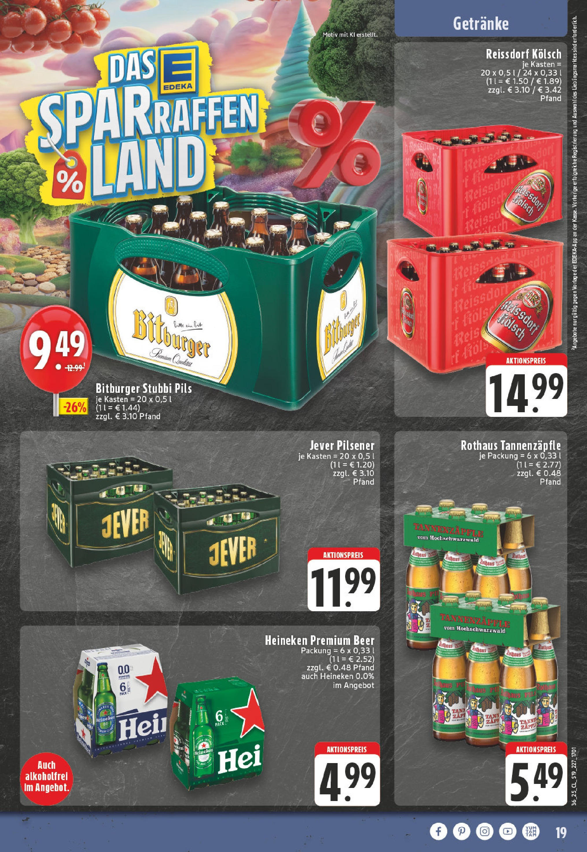 Edeka prospekt Leichlingen-Witzhelden (ab 01.09.2025) » Angebote Online | Seite: 19 | Produkte: Bitburger, Pils, Heineken, Jever Edeka prospekt Leichlingen-Witzhelden (ab 01.09.2025) » Angebote Online | Seite: 19 | Produkte: Bitburger, Pils, Heineken, Jever