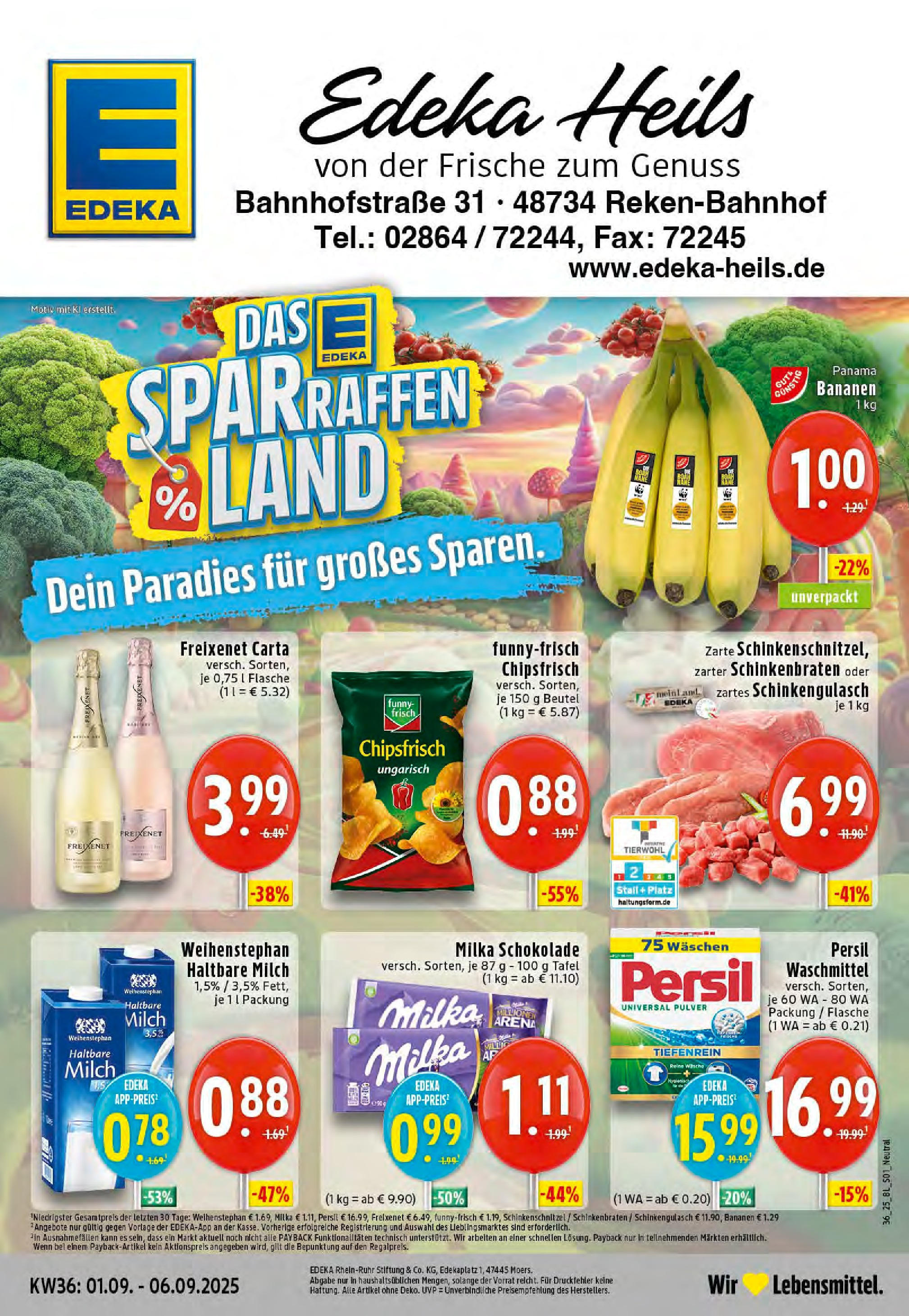 Edeka prospekt Reken-Bahnhof (ab 01.09.2025) » Angebote Online | Seite: 1 | Produkte: Freixenet, Milka schokolade, Waschmittel, Chips Edeka prospekt Reken-Bahnhof (ab 01.09.2025) » Angebote Online | Seite: 1 | Produkte: Freixenet, Milka schokolade, Waschmittel, Chips